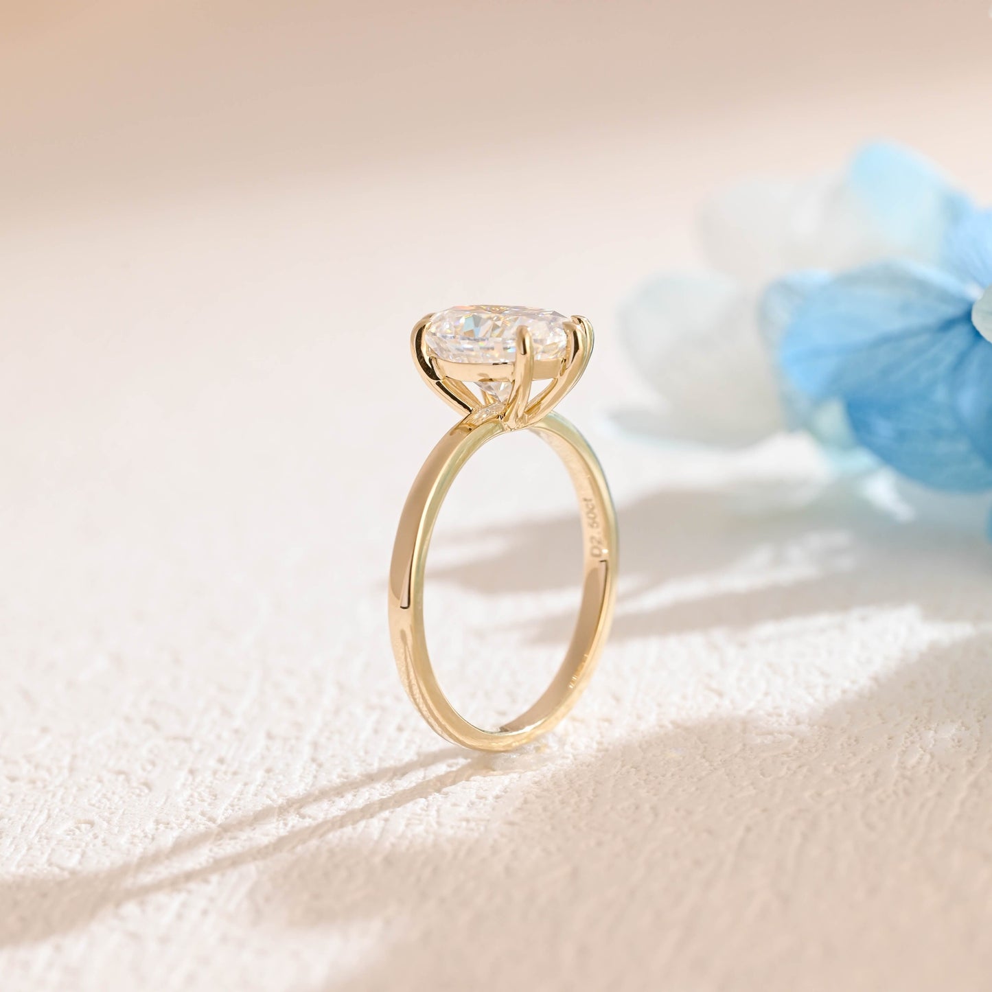 CausYou oval cut moissanite engagement ring Solid Gold Solitaire Oval Cut Moissanite Engagement Ring