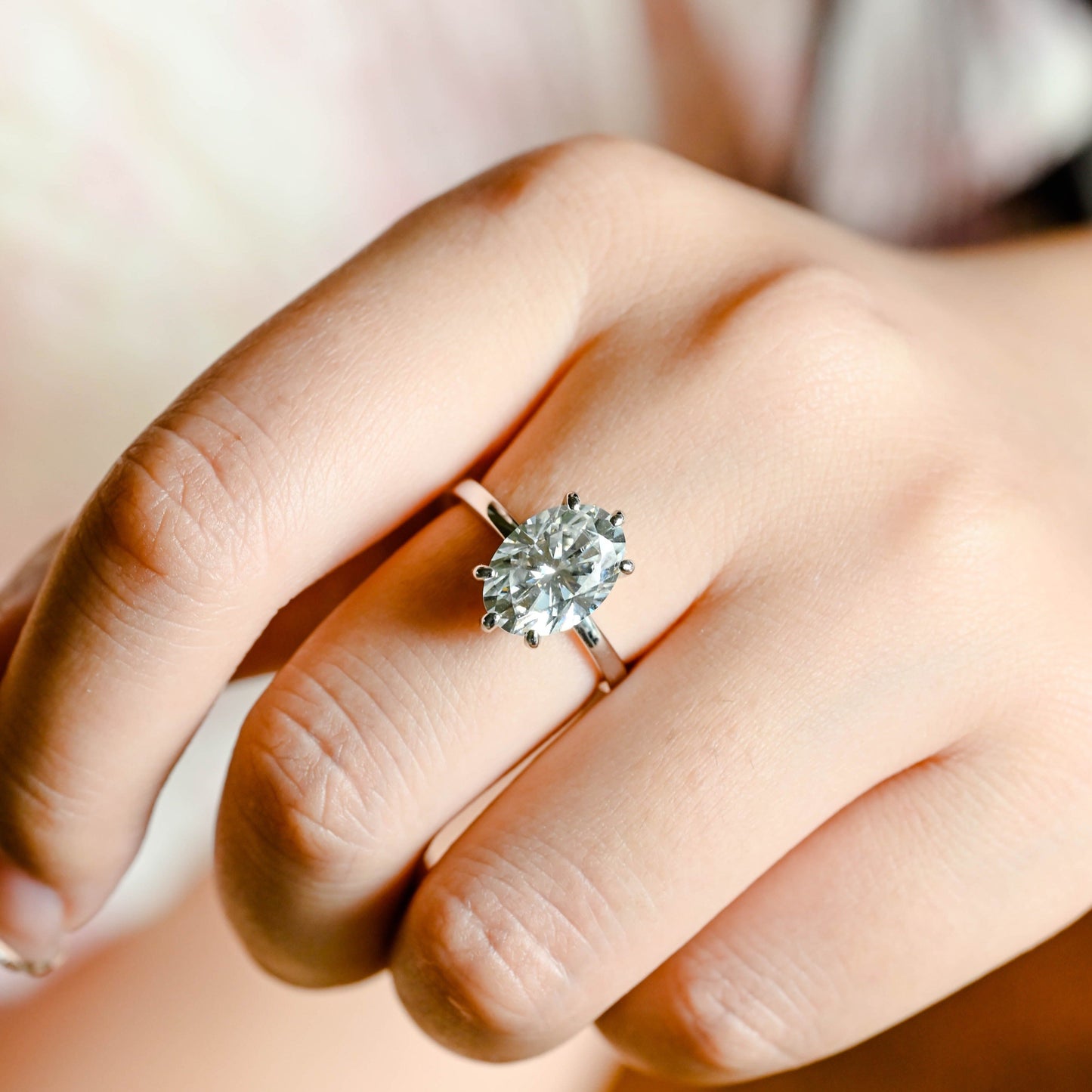 CausYou oval cut moissanite engagement ring Solid Gold Solitaire Oval Cut Moissanite Engagement Ring