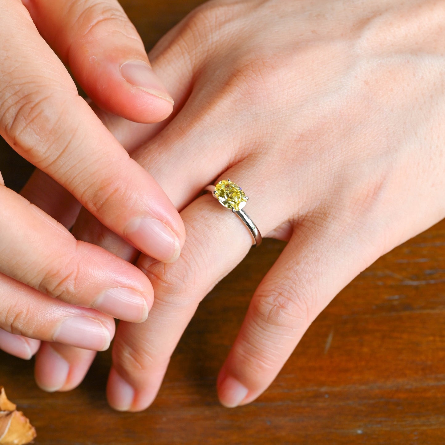 CausYou oval cut moissanite engagement ring Solid Gold Solitaire Oval Cut Yellow Sapphire Engagement Ring
