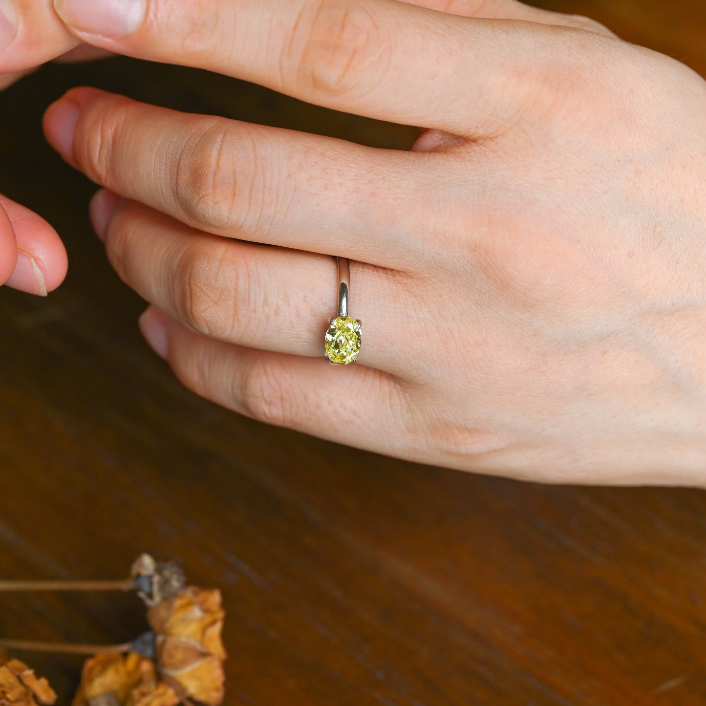 CausYou oval cut moissanite engagement ring Solid Gold Solitaire Oval Cut Yellow Sapphire Engagement Ring