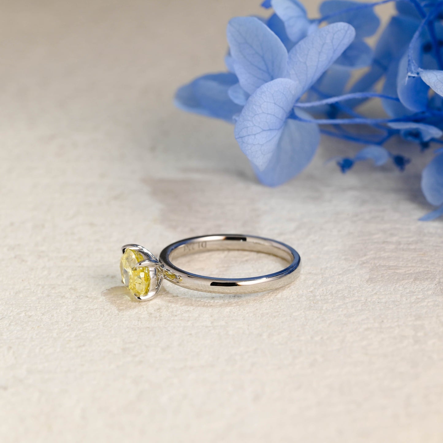 CausYou oval cut moissanite engagement ring Solid Gold Solitaire Oval Cut Yellow Sapphire Engagement Ring