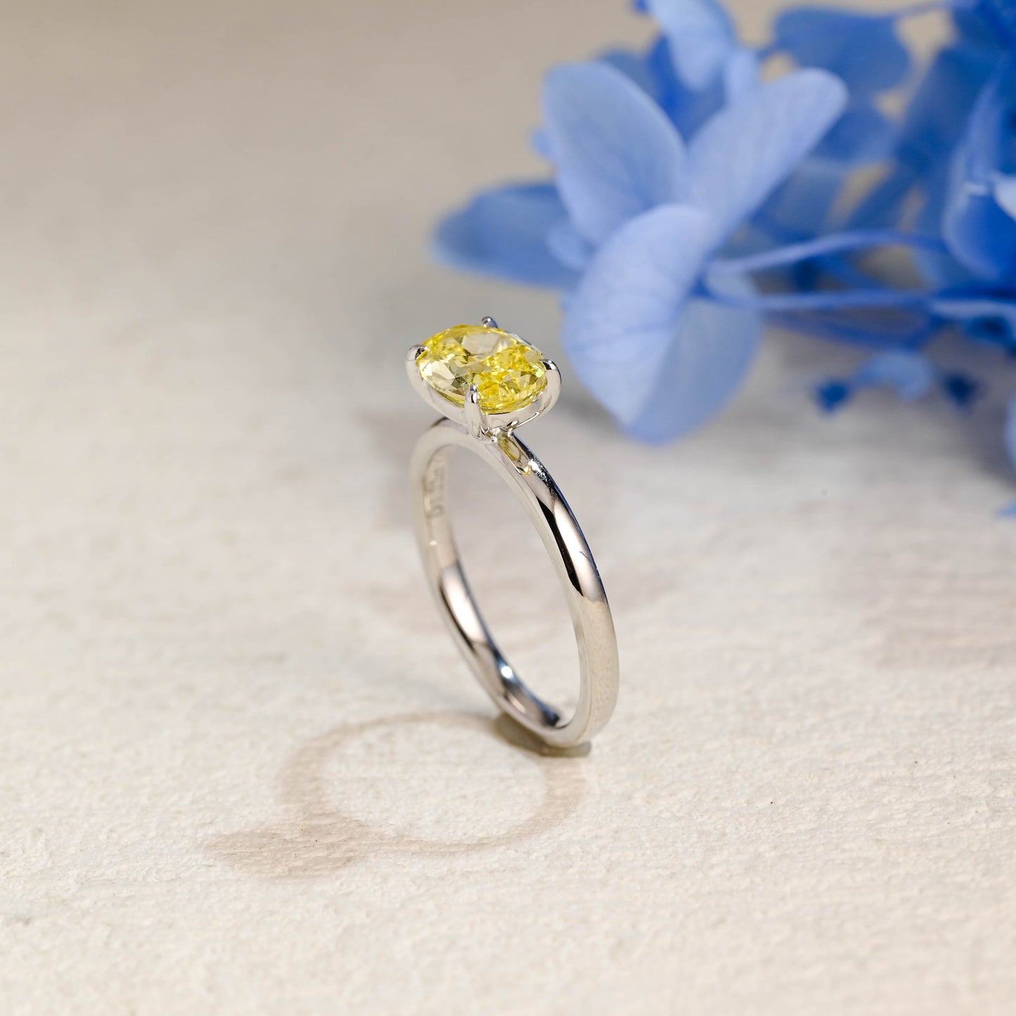 CausYou oval cut moissanite engagement ring Solid Gold Solitaire Oval Cut Yellow Sapphire Engagement Ring