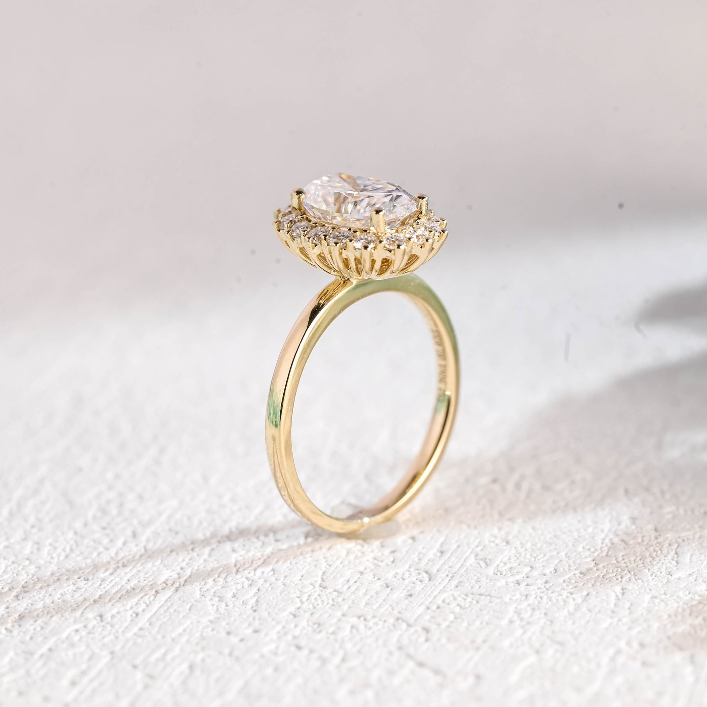 CausYou oval cut moissanite engagement ring Solid Gold Starburst Halo Oval Cut Moissanite Engagement Ring, Vintage Promise Ring, Proposal Ring, Gift for Woman, Wife