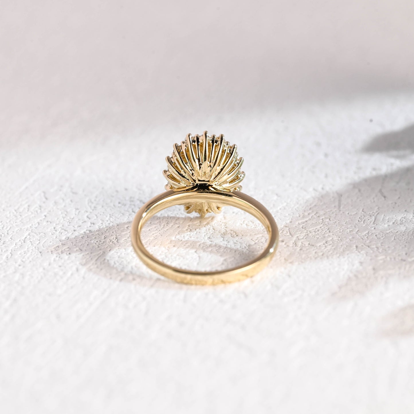 CausYou oval cut moissanite engagement ring Solid Gold Starburst Halo Oval Cut Moissanite Engagement Ring, Vintage Promise Ring, Proposal Ring, Gift for Woman, Wife