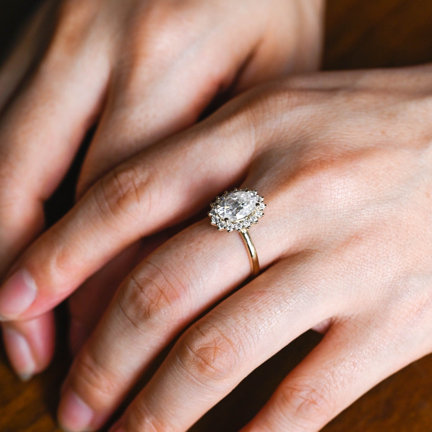CausYou oval cut moissanite engagement ring Solid Gold Starburst Halo Oval Cut Moissanite Engagement Ring, Vintage Promise Ring, Proposal Ring, Gift for Woman, Wife