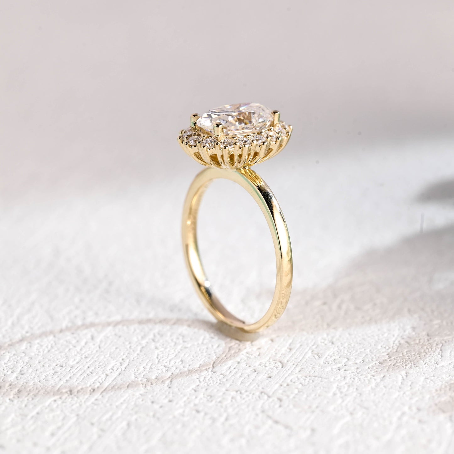 CausYou oval cut moissanite engagement ring Solid Gold Starburst Halo Oval Cut Moissanite Engagement Ring, Vintage Promise Ring, Proposal Ring, Gift for Woman, Wife