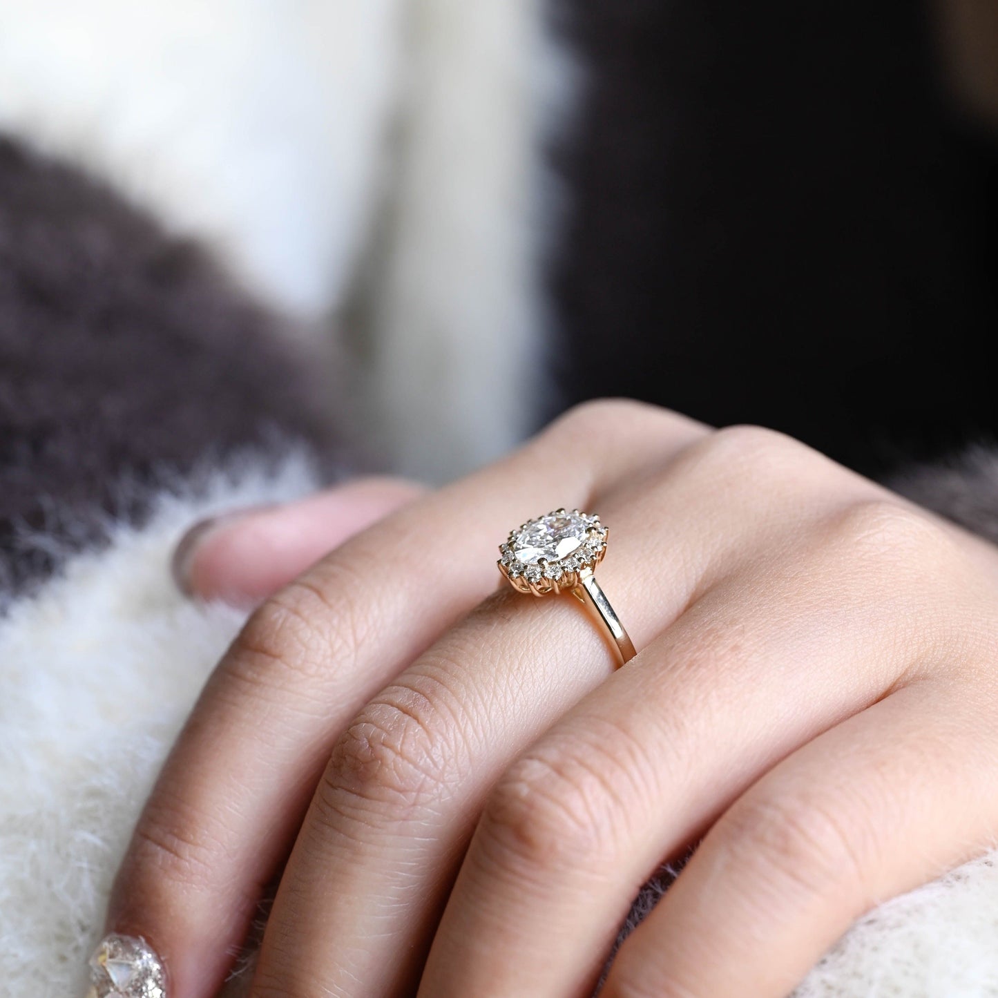 CausYou oval cut moissanite engagement ring Solid Gold Starburst Oval Moissanite Engagement Ring, Promise Ring, Proposal Ring, Gift for Women Wife