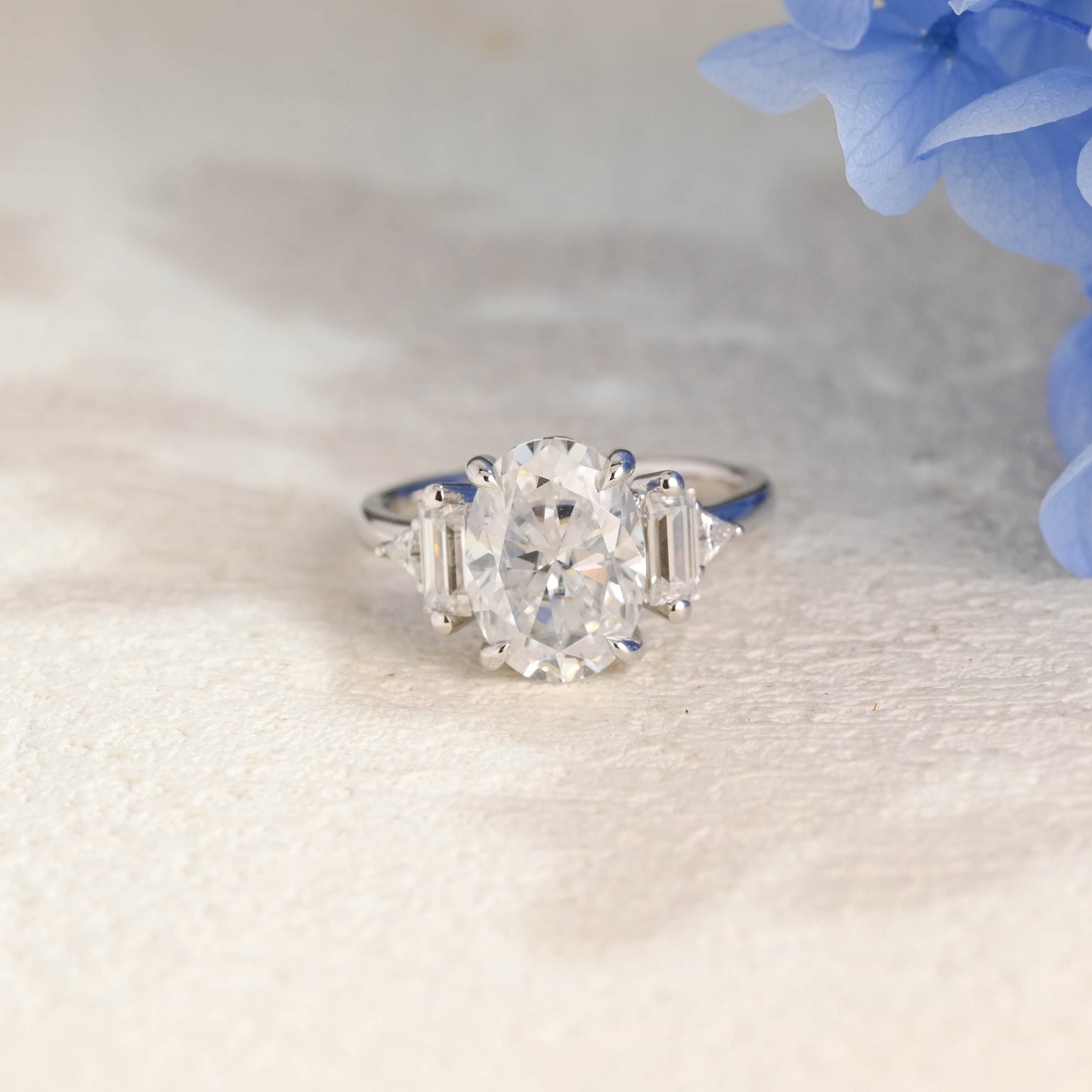 CausYou oval cut moissanite engagement ring Solid Gold Three Stone Oval Cut Moissanite Engagement Ring