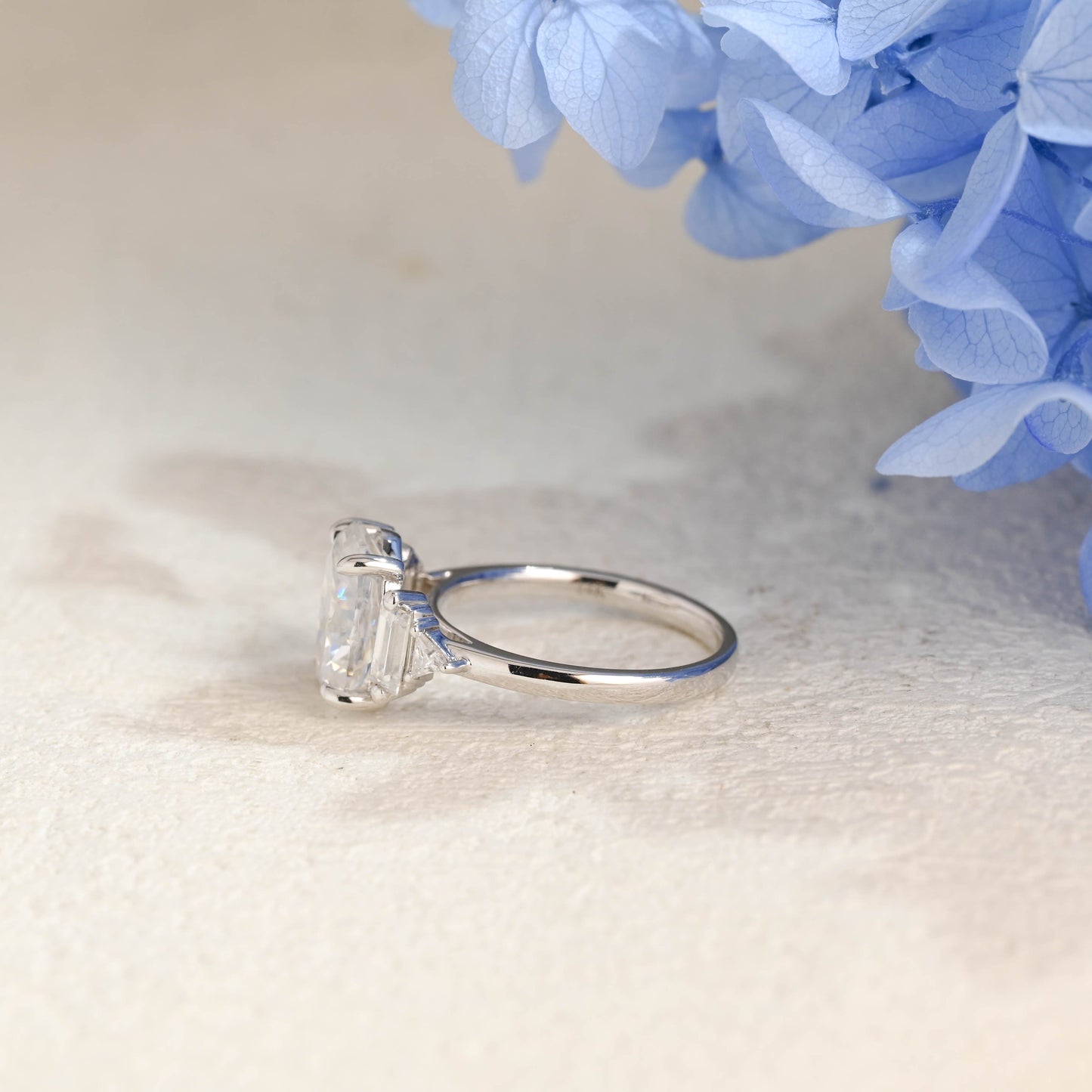 CausYou oval cut moissanite engagement ring Solid Gold Three Stone Oval Cut Moissanite Engagement Ring