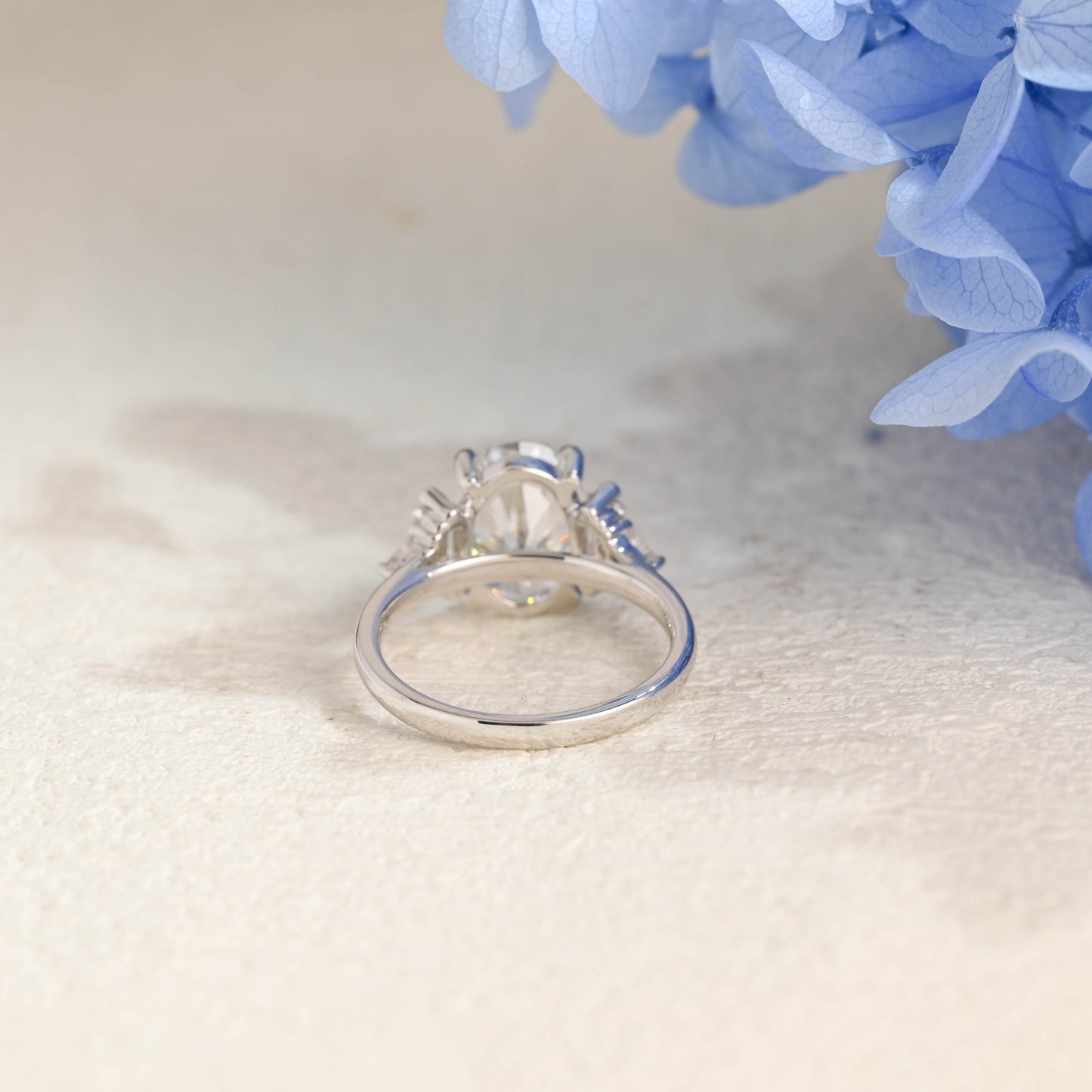 CausYou oval cut moissanite engagement ring Solid Gold Three Stone Oval Cut Moissanite Engagement Ring