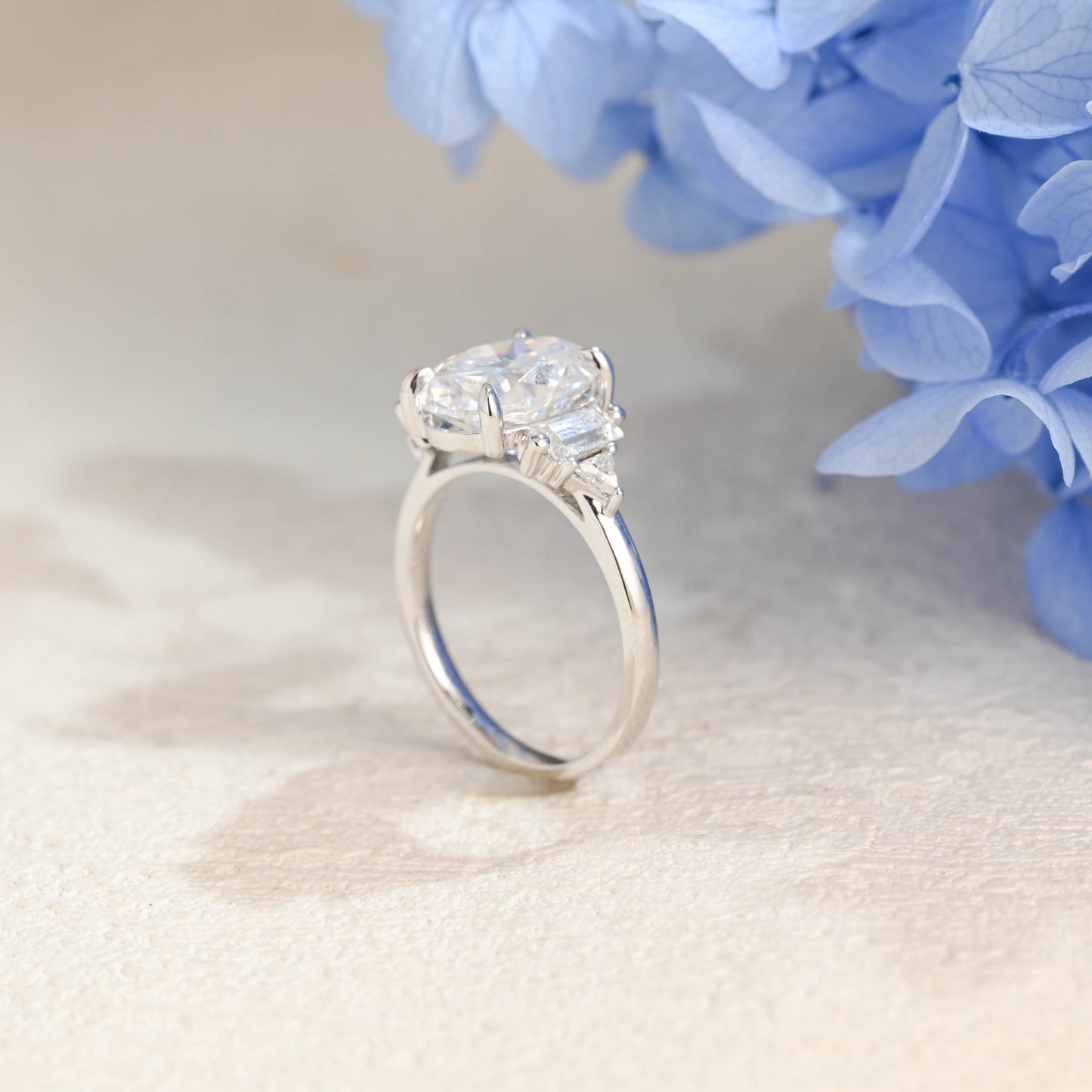 CausYou oval cut moissanite engagement ring Solid Gold Three Stone Oval Cut Moissanite Engagement Ring