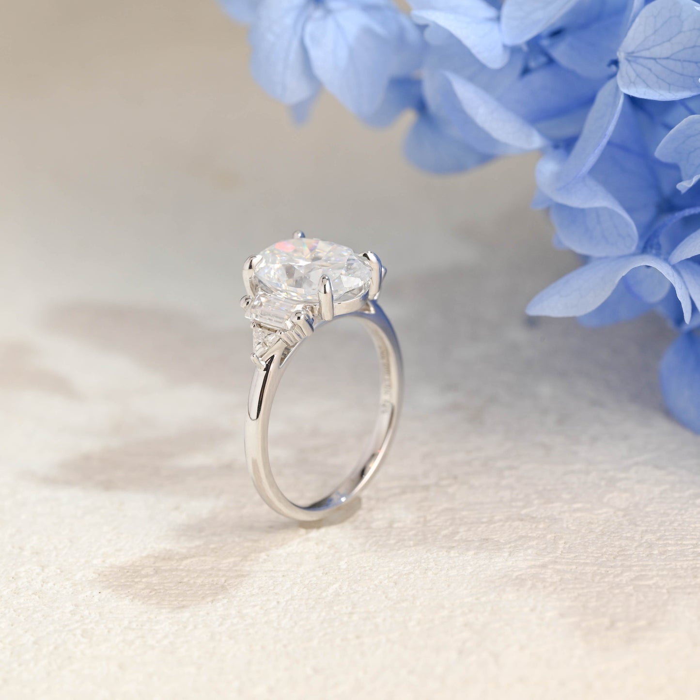 CausYou oval cut moissanite engagement ring Solid Gold Three Stone Oval Cut Moissanite Engagement Ring