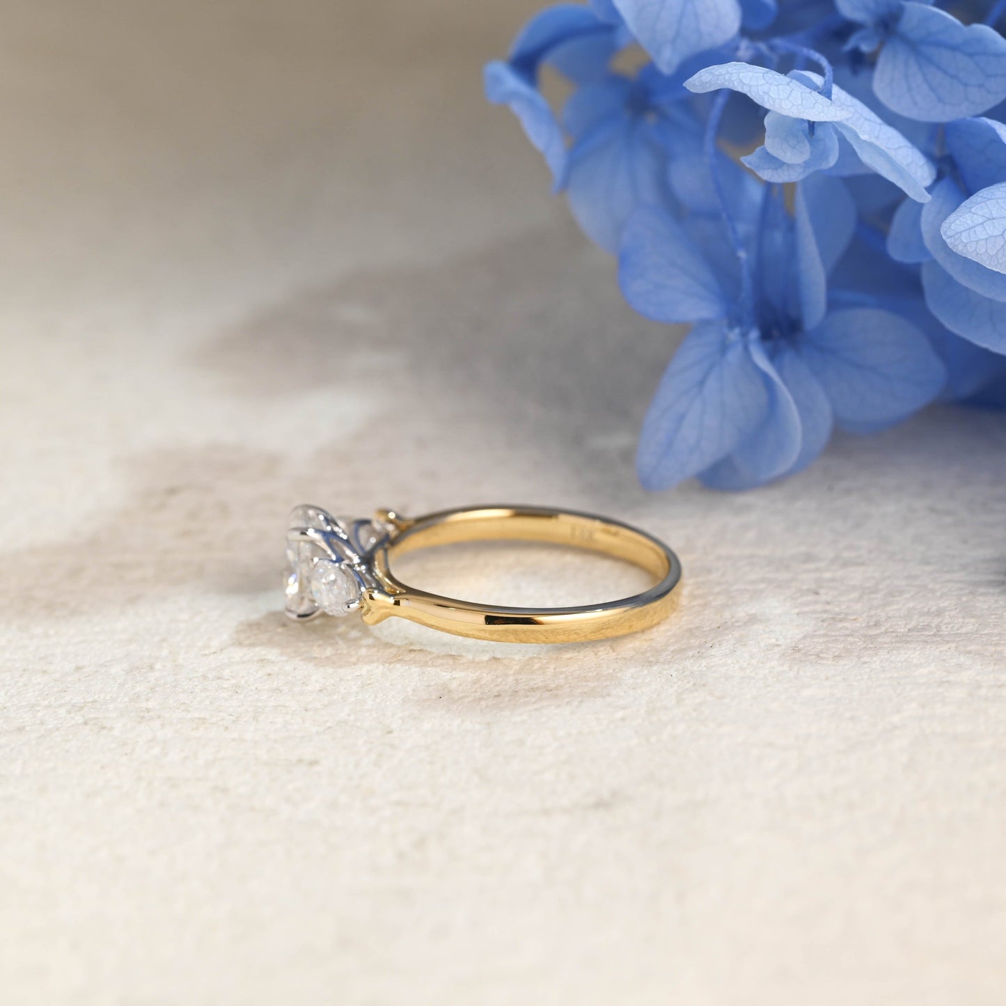 CausYou oval cut moissanite engagement ring Solid Gold Two Tone Three Stone Oval Cut Moissanite Engagement Ring