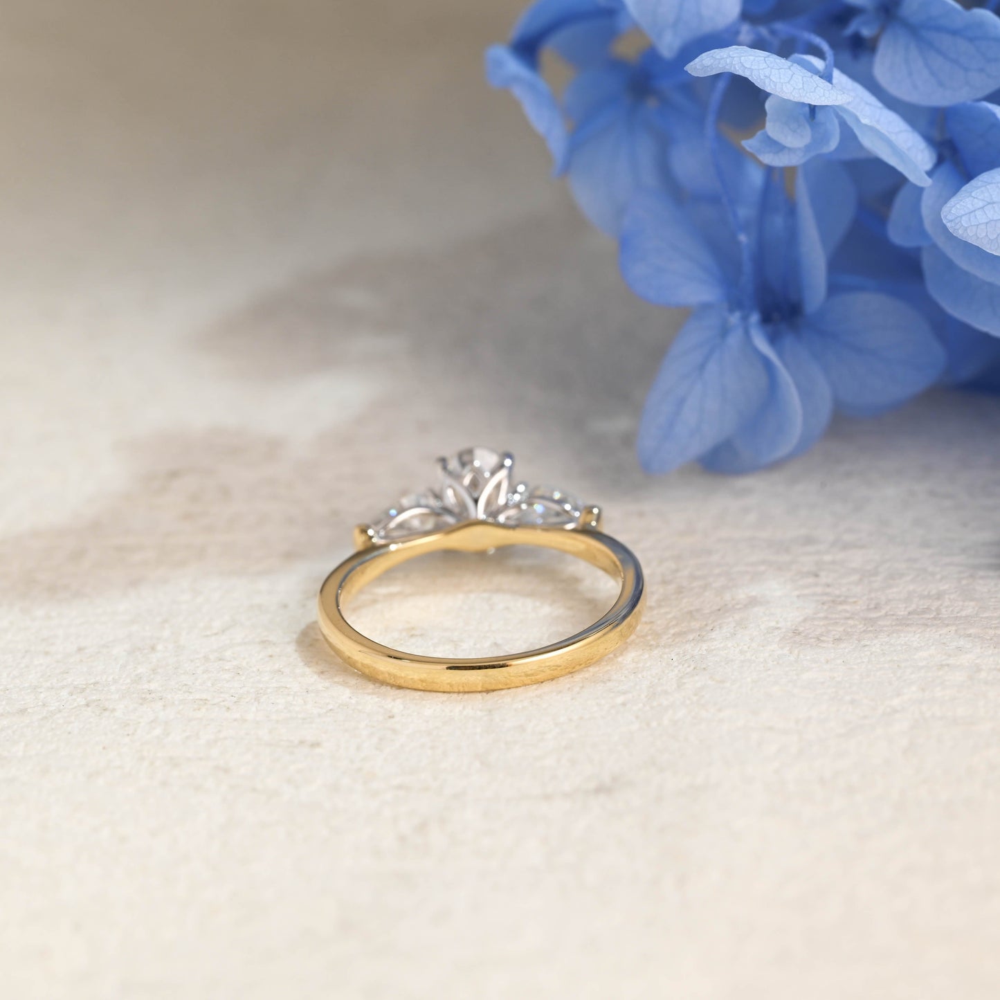 CausYou oval cut moissanite engagement ring Solid Gold Two Tone Three Stone Oval Cut Moissanite Engagement Ring