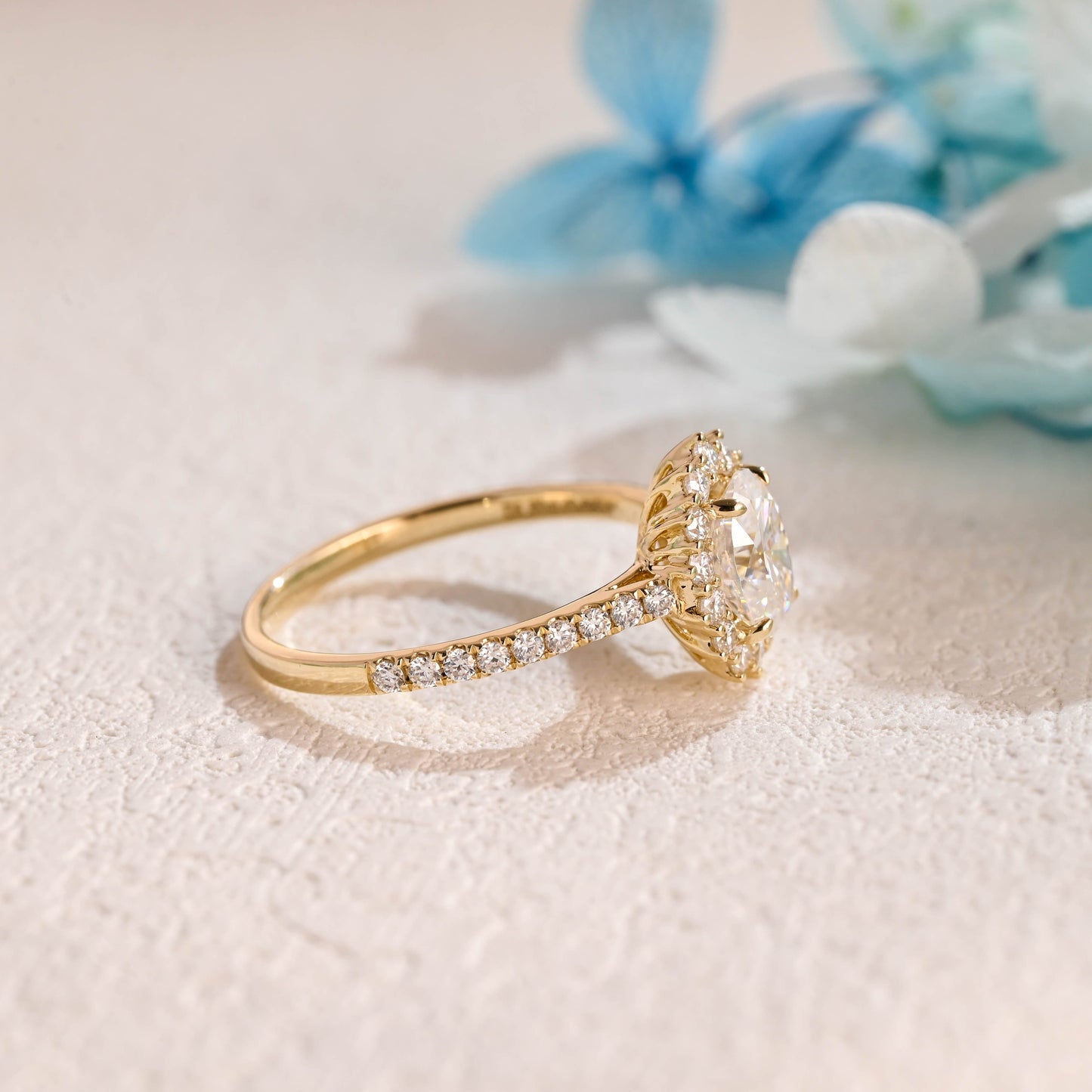 CausYou oval cut moissanite engagement ring Starburst Halo Oval Cut Moissanite Engagement Ring, Promise Ring, Proposal Ring, Gift for Woman, Wife