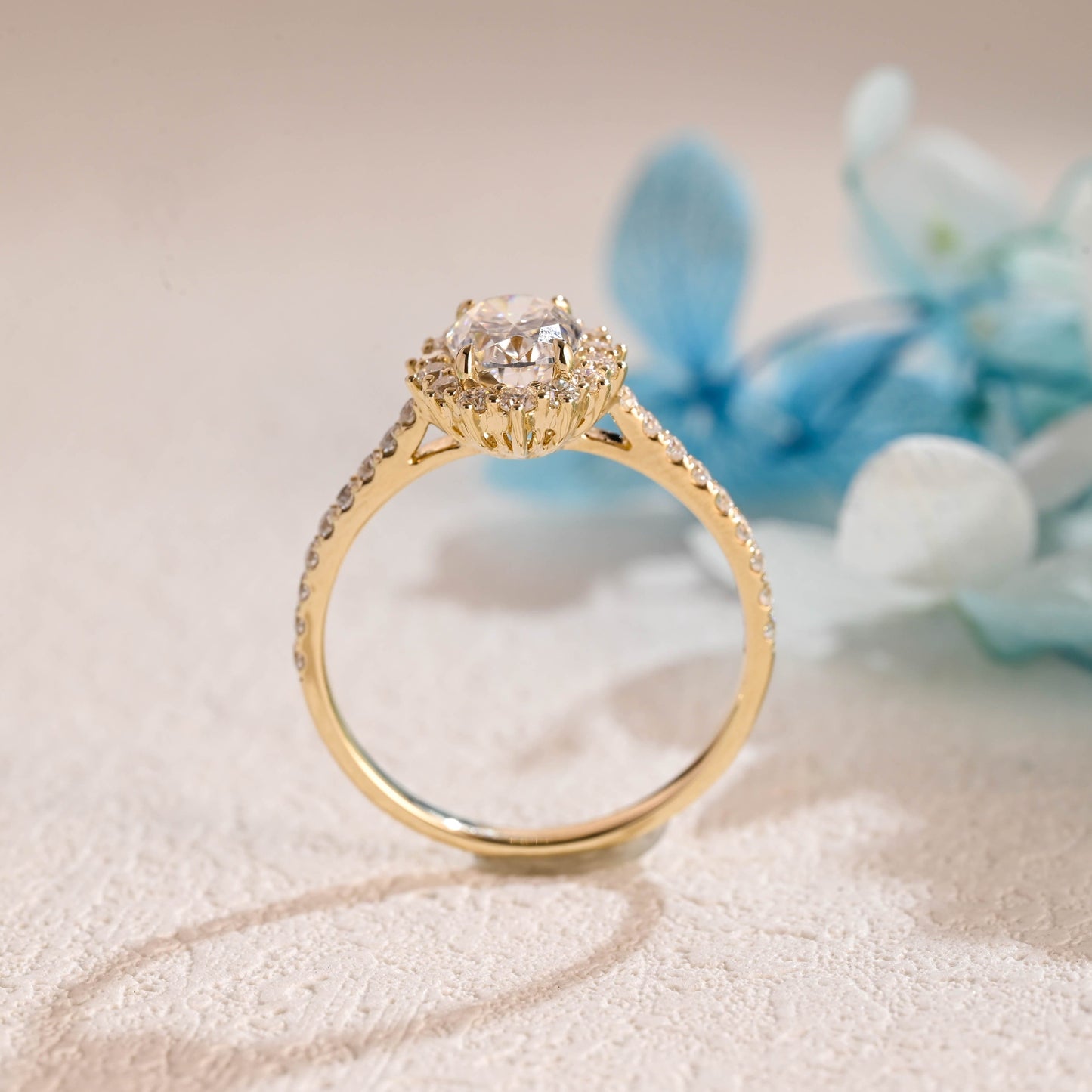 CausYou oval cut moissanite engagement ring Starburst Halo Oval Cut Moissanite Engagement Ring, Promise Ring, Proposal Ring, Gift for Woman, Wife