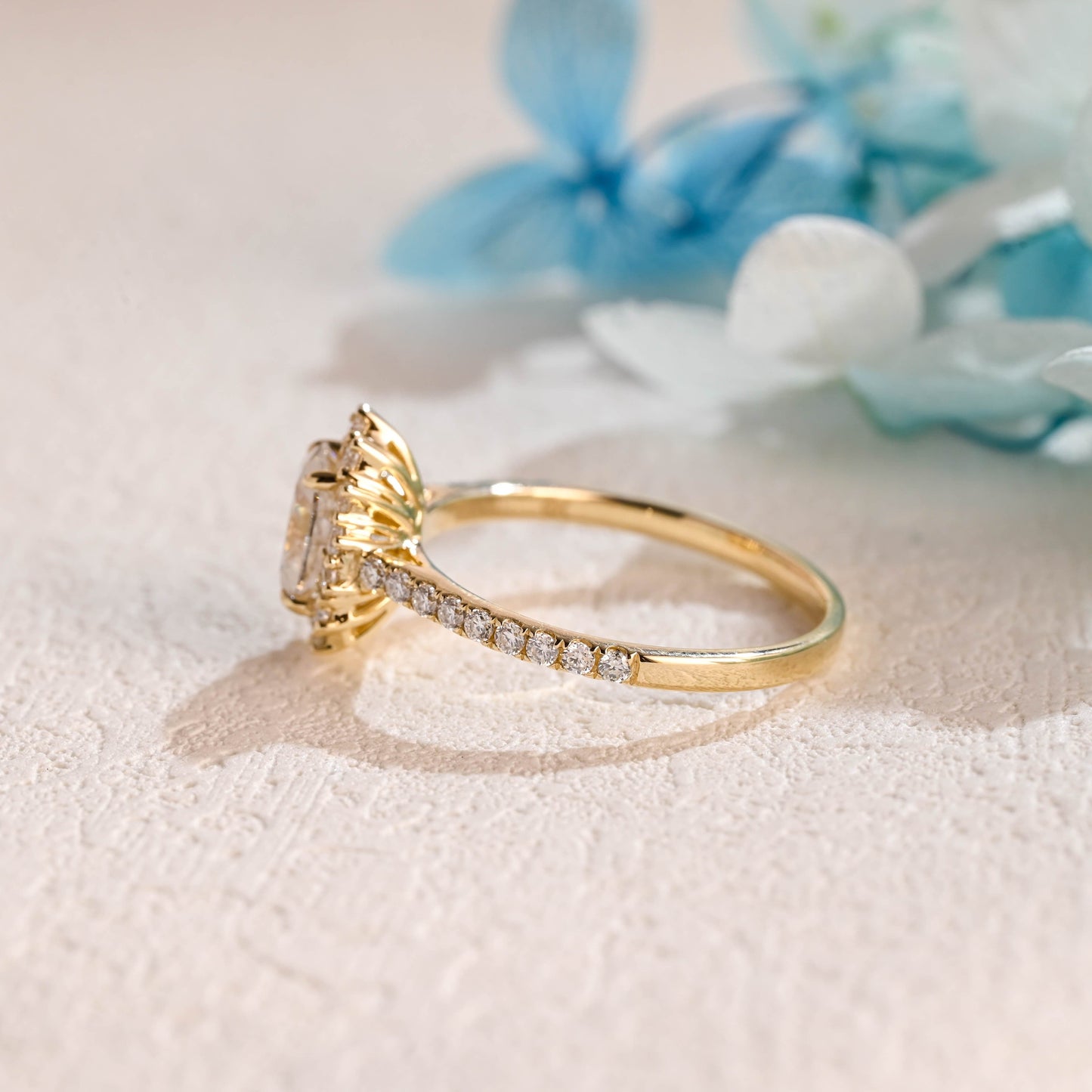 CausYou oval cut moissanite engagement ring Starburst Halo Oval Cut Moissanite Engagement Ring, Promise Ring, Proposal Ring, Gift for Woman, Wife
