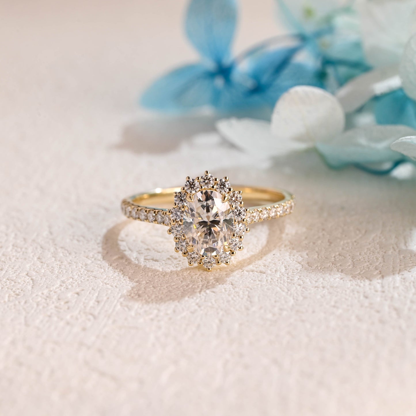 CausYou oval cut moissanite engagement ring Starburst Halo Oval Cut Moissanite Engagement Ring, Promise Ring, Proposal Ring, Gift for Woman, Wife