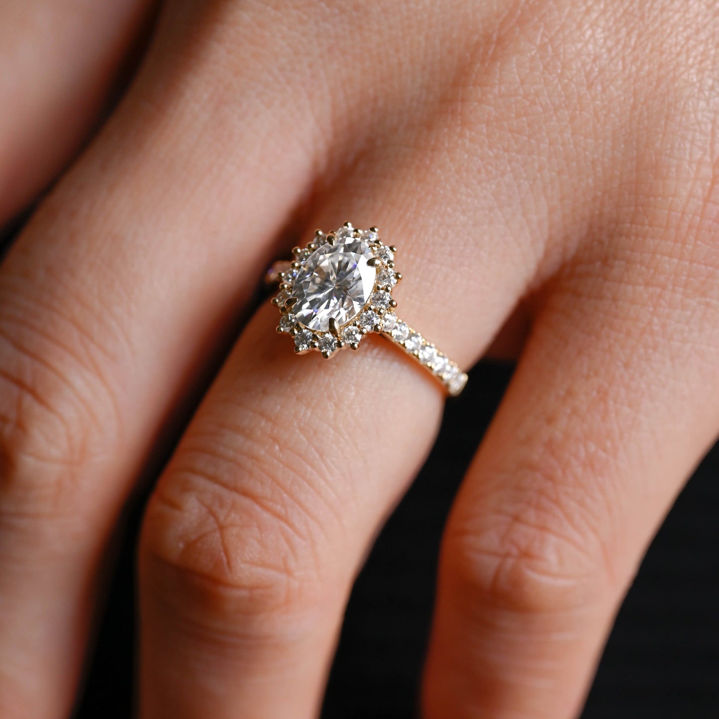 CausYou oval cut moissanite engagement ring Starburst Halo Oval Cut Moissanite Engagement Ring, Promise Ring, Proposal Ring, Gift for Woman, Wife
