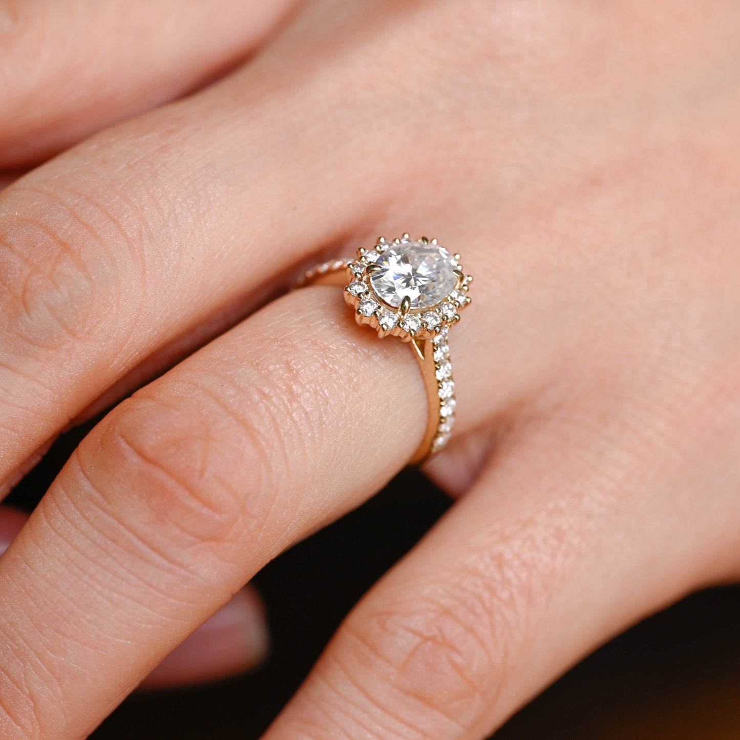 CausYou oval cut moissanite engagement ring Starburst Halo Oval Cut Moissanite Engagement Ring, Promise Ring, Proposal Ring, Gift for Woman, Wife