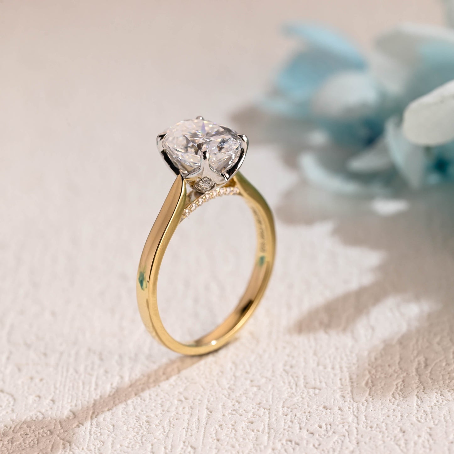 CausYou oval cut moissanite engagement ring Two Tone Oval Cut Moissanite Engagement Ring, Cathedral Setting Promise Ring, Proposal Ring, Gift for Woman, Wife