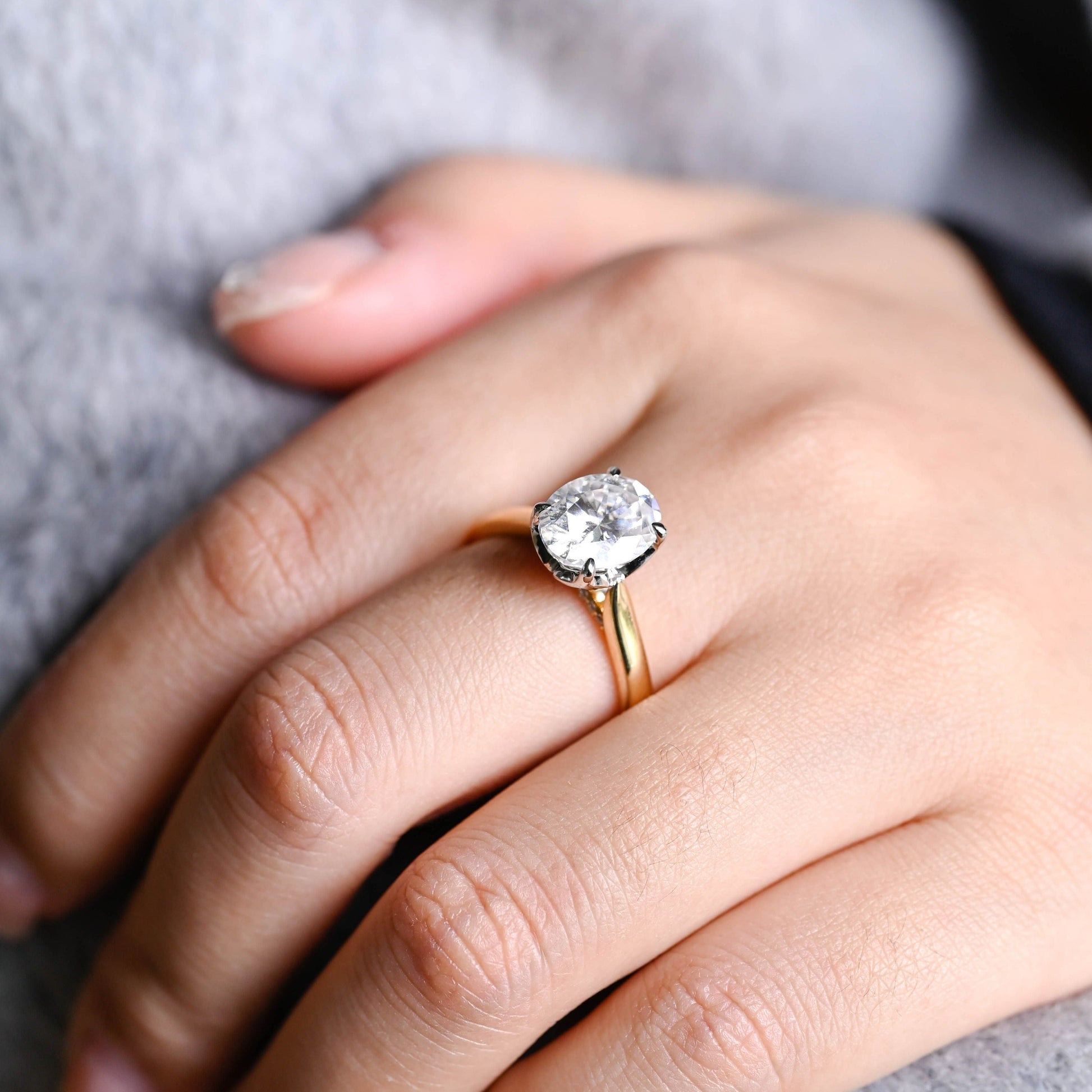 CausYou oval cut moissanite engagement ring Two Tone Oval Cut Moissanite Engagement Ring, Cathedral Setting Promise Ring, Proposal Ring, Gift for Woman, Wife