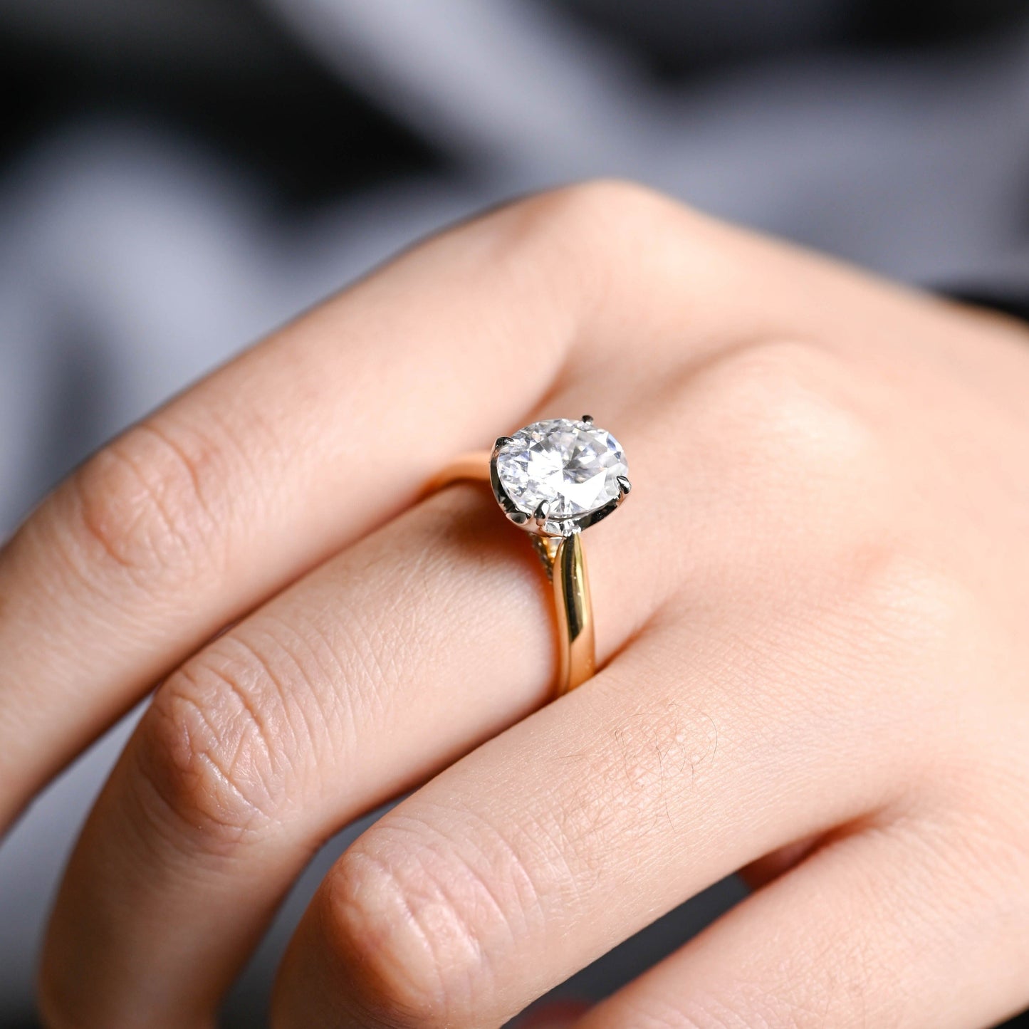 CausYou oval cut moissanite engagement ring Two Tone Oval Cut Moissanite Engagement Ring, Cathedral Setting Promise Ring, Proposal Ring, Gift for Woman, Wife