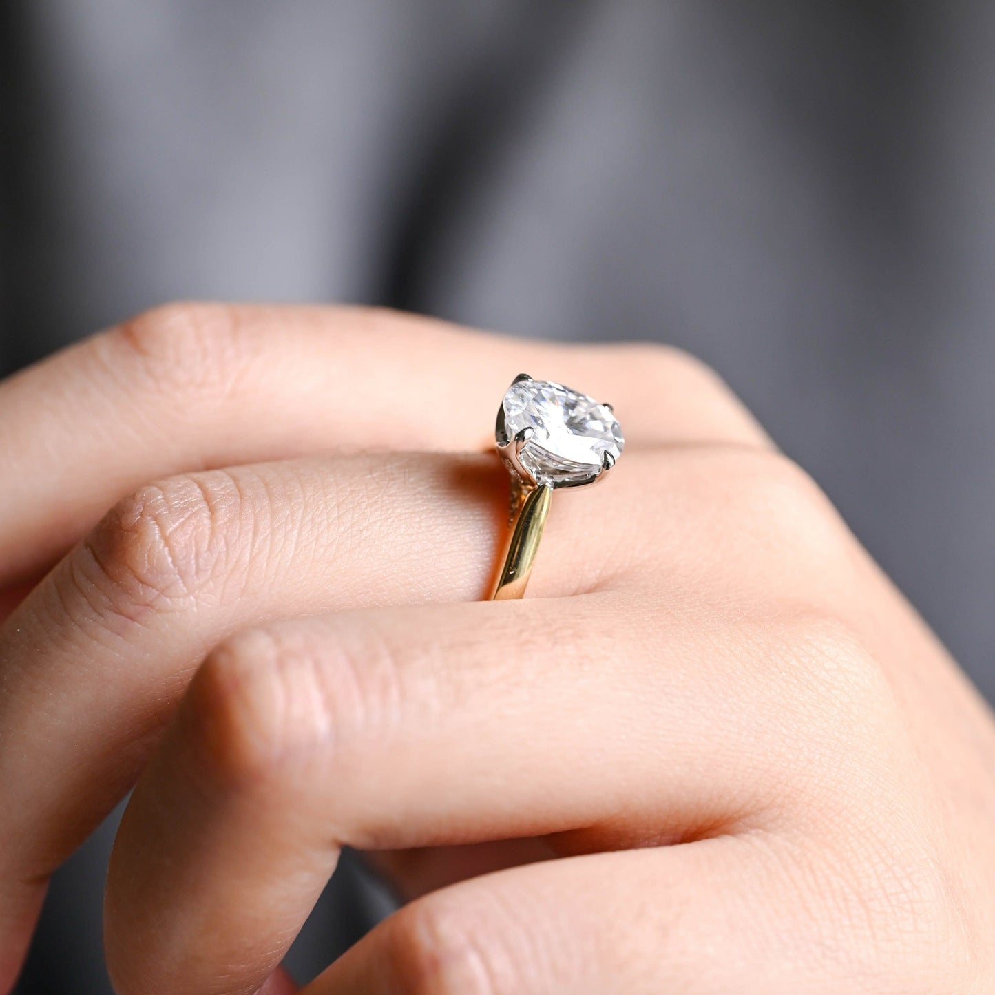 CausYou oval cut moissanite engagement ring Two Tone Oval Cut Moissanite Engagement Ring, Cathedral Setting Promise Ring, Proposal Ring, Gift for Woman, Wife