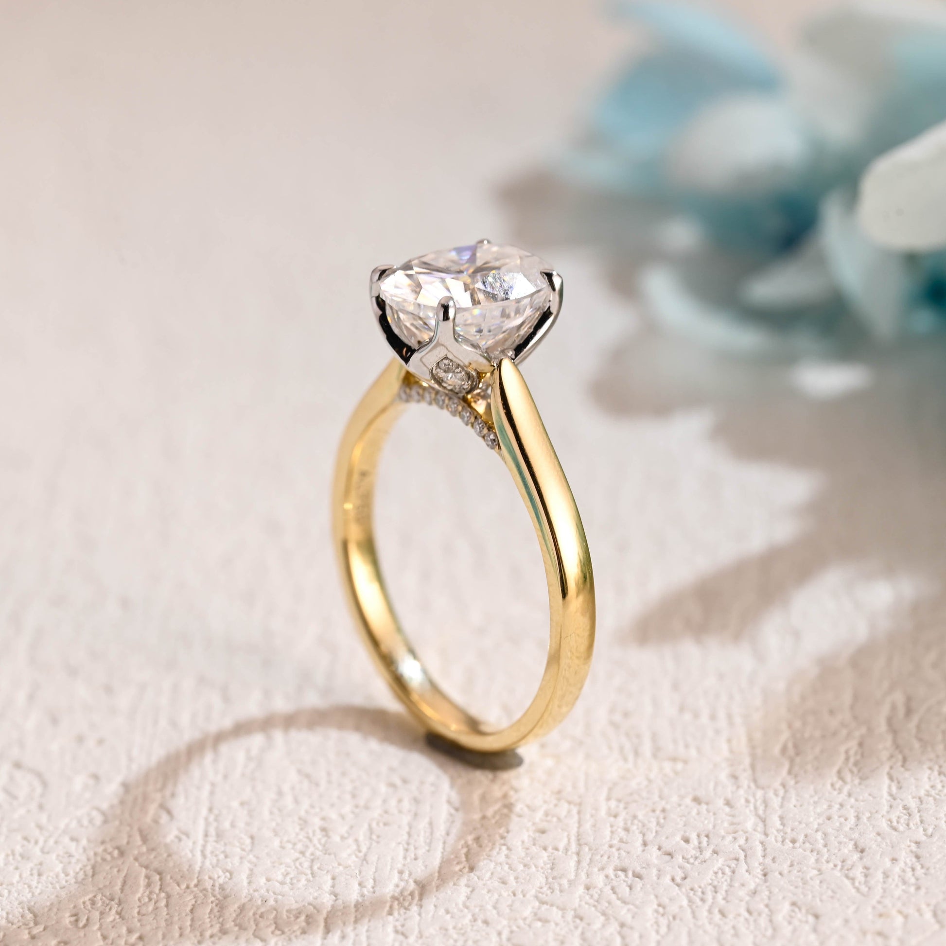 CausYou oval cut moissanite engagement ring Two Tone Oval Cut Moissanite Engagement Ring, Cathedral Setting Promise Ring, Proposal Ring, Gift for Woman, Wife