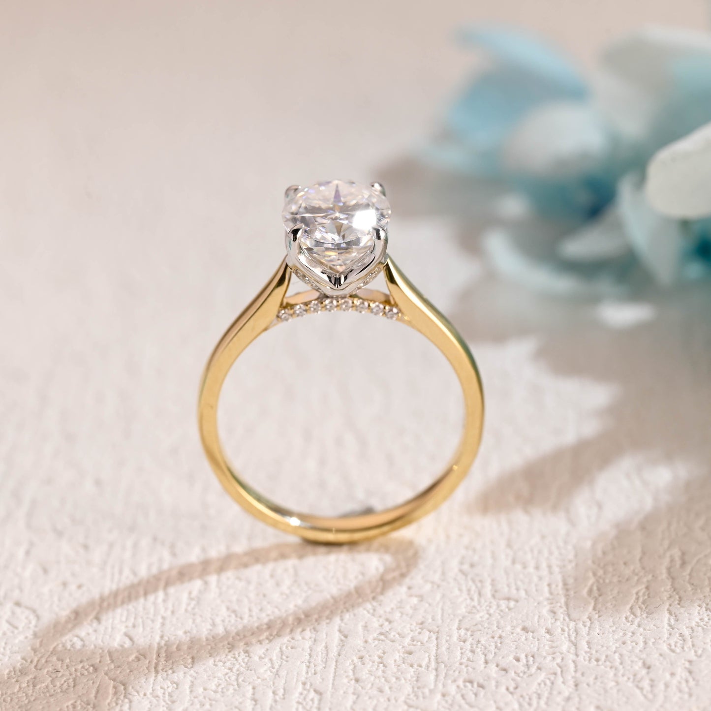 CausYou oval cut moissanite engagement ring Two Tone Oval Cut Moissanite Engagement Ring, Cathedral Setting Promise Ring, Proposal Ring, Gift for Woman, Wife