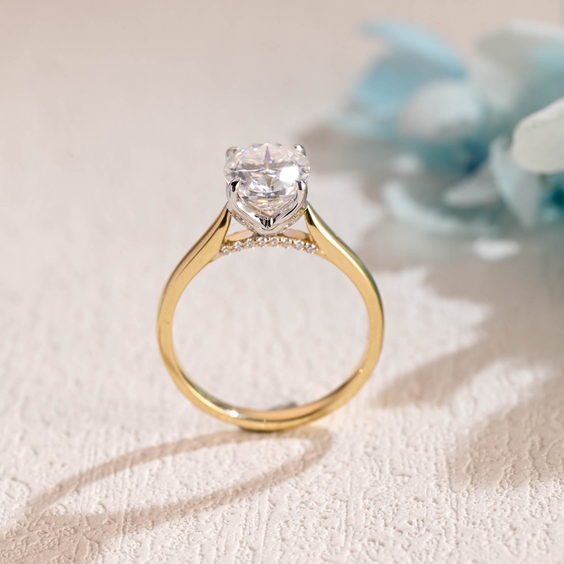 CausYou oval cut moissanite engagement ring Two Tone Oval Cut Moissanite Engagement Ring, Cathedral Setting Promise Ring, Proposal Ring, Gift for Woman, Wife