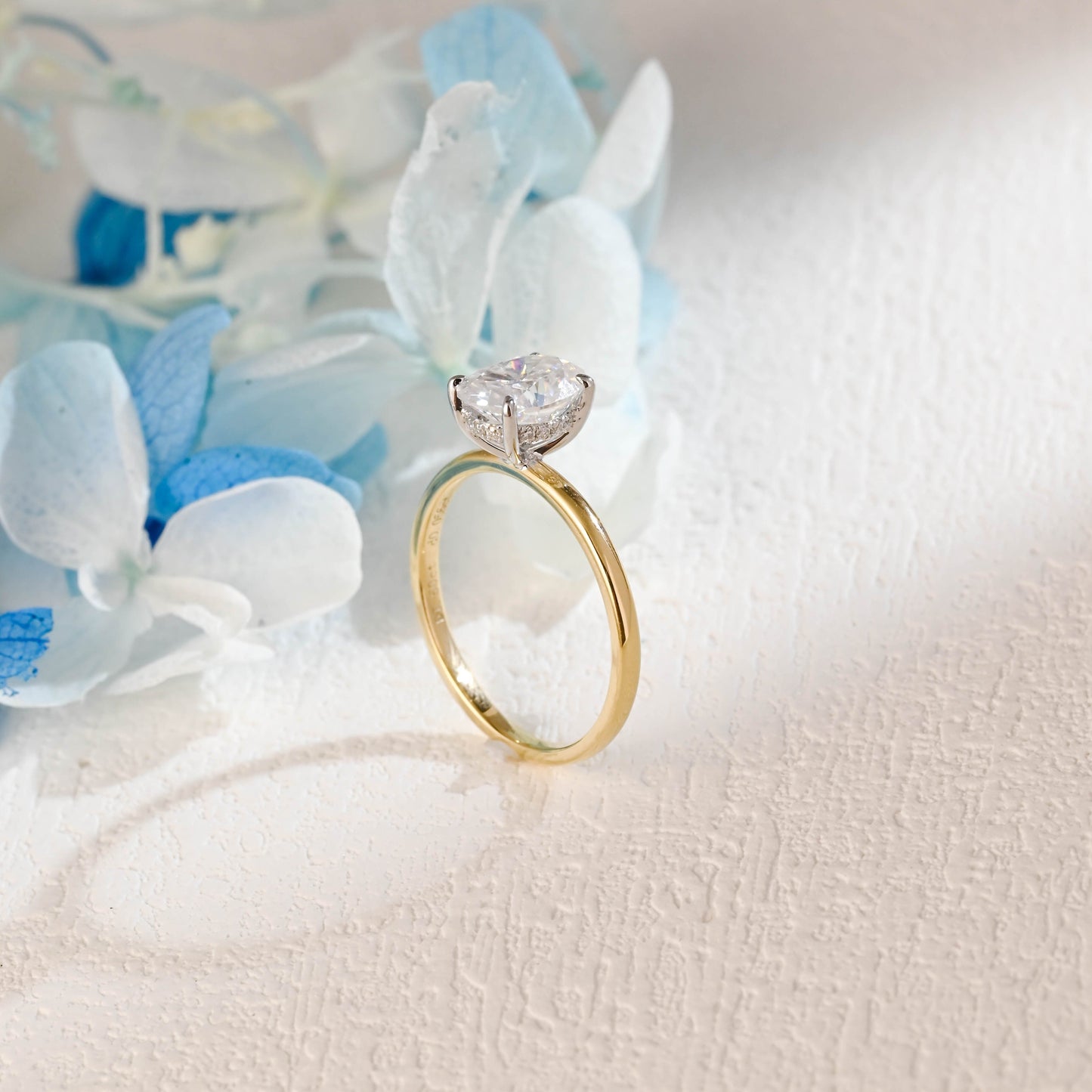 CausYou oval cut moissanite engagement ring Two Tone Oval Cut Moissanite Engagement Ring, Hidden Halo Promise Ring, Proposal Ring for Woman, Wife