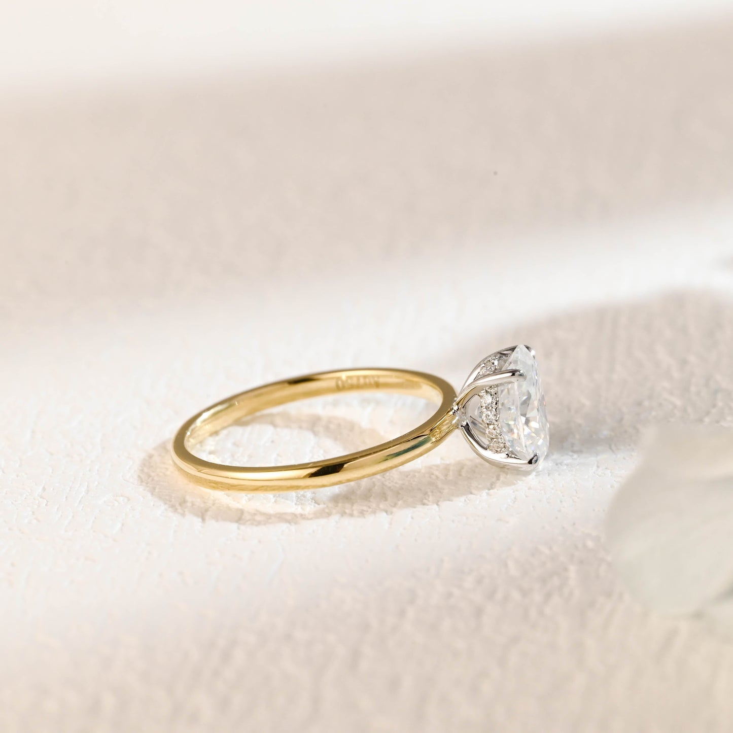 CausYou oval cut moissanite engagement ring Two Tone Oval Cut Moissanite Engagement Ring, Hidden Halo Promise Ring, Proposal Ring for Woman, Wife