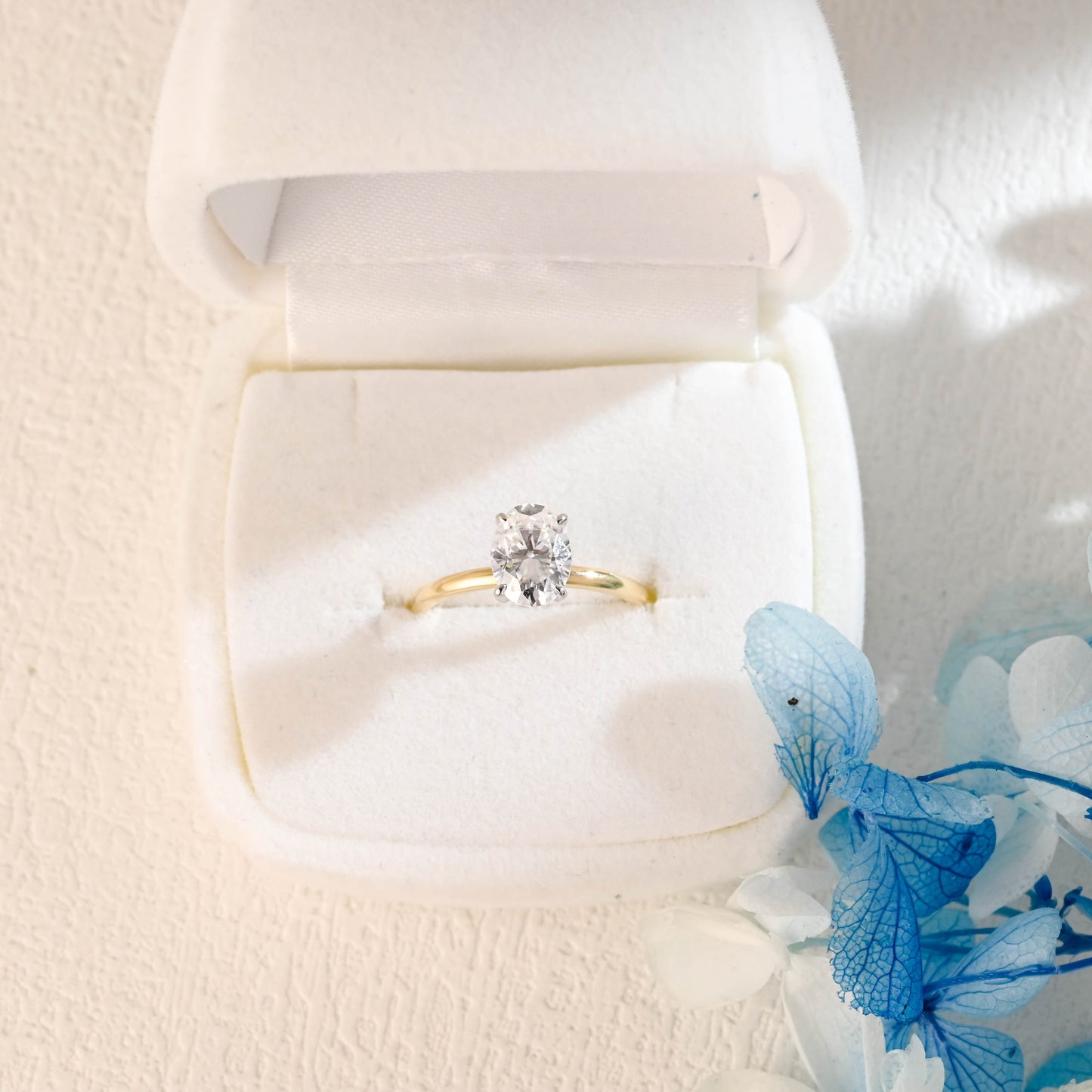 CausYou oval cut moissanite engagement ring Two Tone Oval Cut Moissanite Engagement Ring, Hidden Halo Promise Ring, Proposal Ring for Woman, Wife