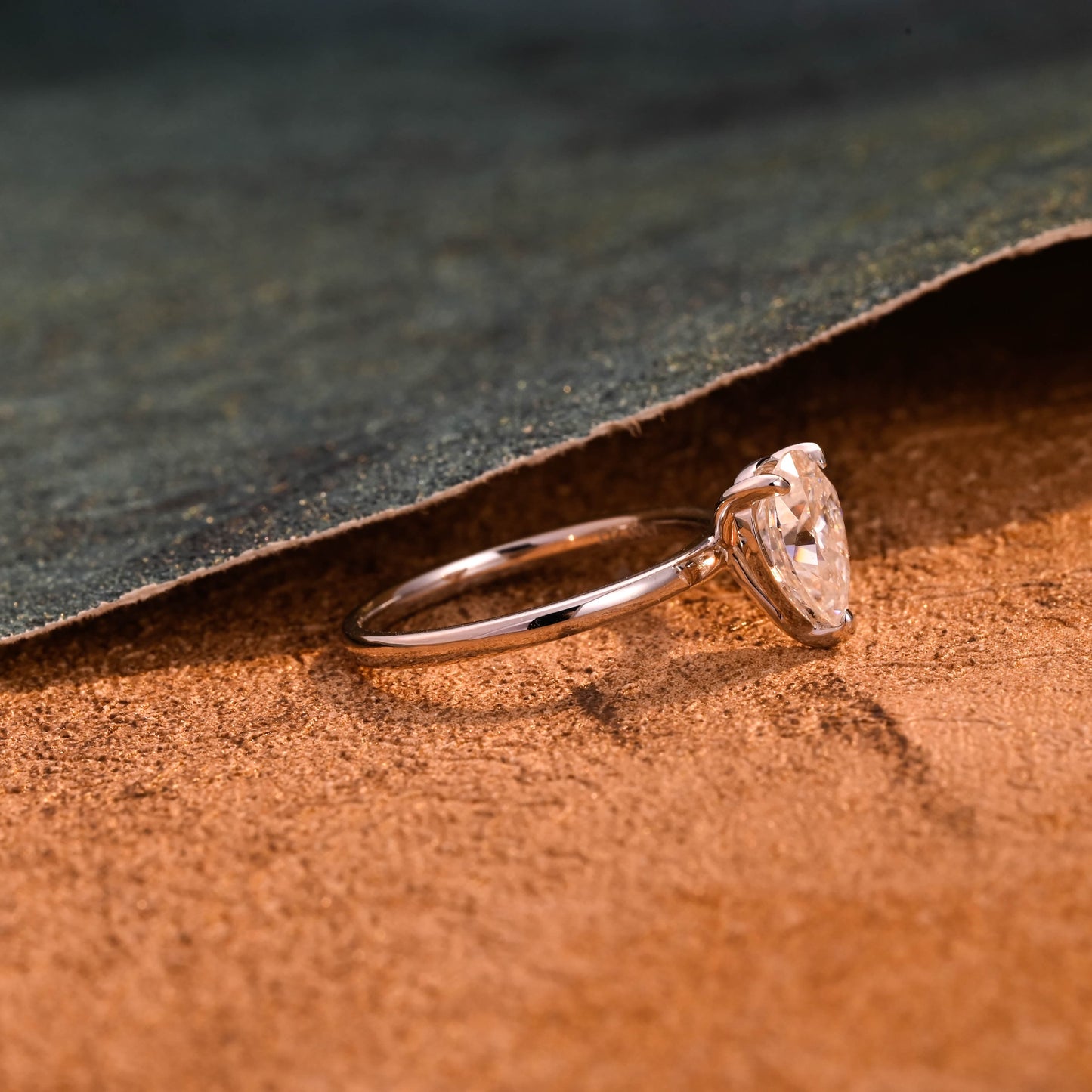 CausYou pear cut diamond engagement ring CausYou Solid Gold D/VS1 Pear Cut Lab Grown Diamond Engagement Ring, 3 Prongs Solitaire Wedding Ring