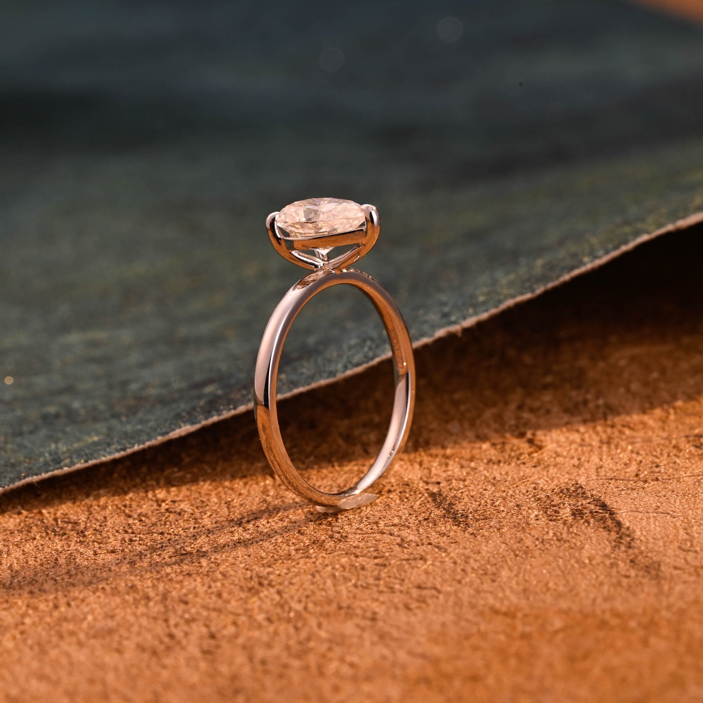 CausYou pear cut diamond engagement ring CausYou Solid Gold D/VS1 Pear Cut Lab Grown Diamond Engagement Ring, 3 Prongs Solitaire Wedding Ring