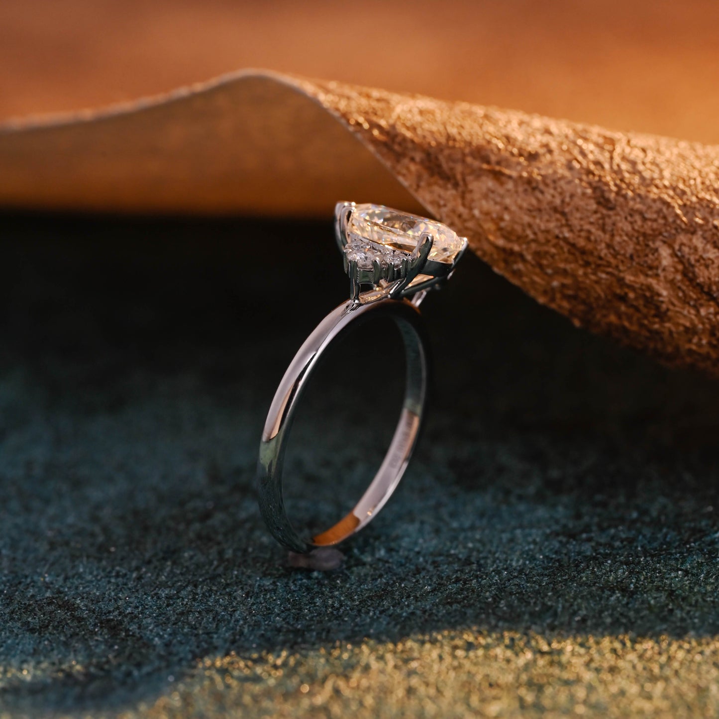 CausYou pear cut diamond engagement ring CausYou Solid Gold D/VS1 Pear Cut Lab Grown Diamond Engagement Ring, Cluster Muti-Stone Wedding Ring