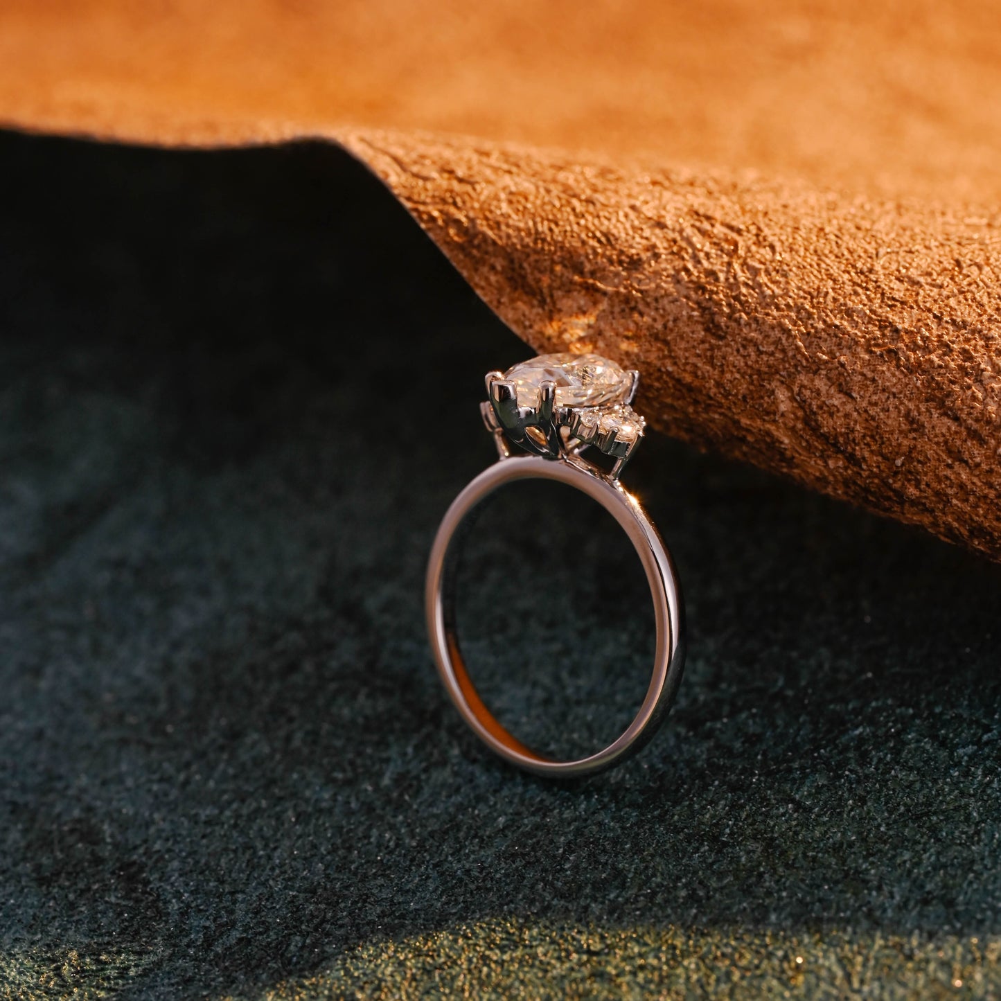 CausYou pear cut diamond engagement ring CausYou Solid Gold D/VS1 Pear Cut Lab Grown Diamond Engagement Ring, Cluster Muti-Stone Wedding Ring