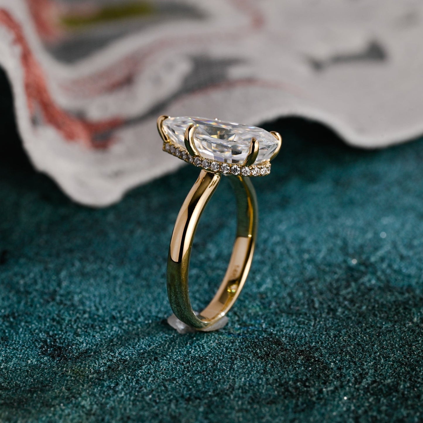 CausYou pear cut diamond engagement ring CausYou Solid Gold D/VS1 Pear Cut Lab Grown Diamond Engagement Ring, Hidden Halo High setting Wedding Ring
