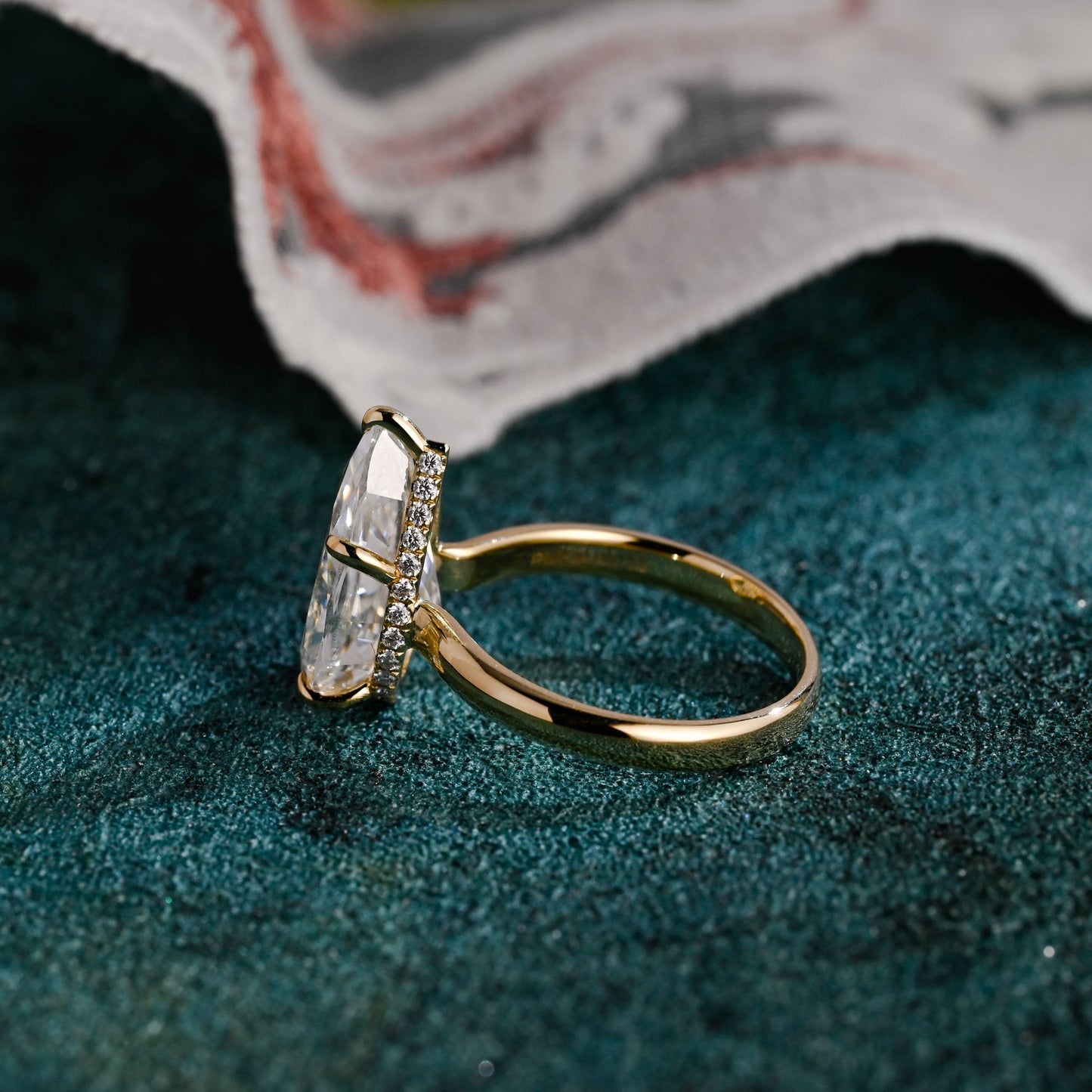 CausYou pear cut diamond engagement ring CausYou Solid Gold D/VS1 Pear Cut Lab Grown Diamond Engagement Ring, Hidden Halo High setting Wedding Ring