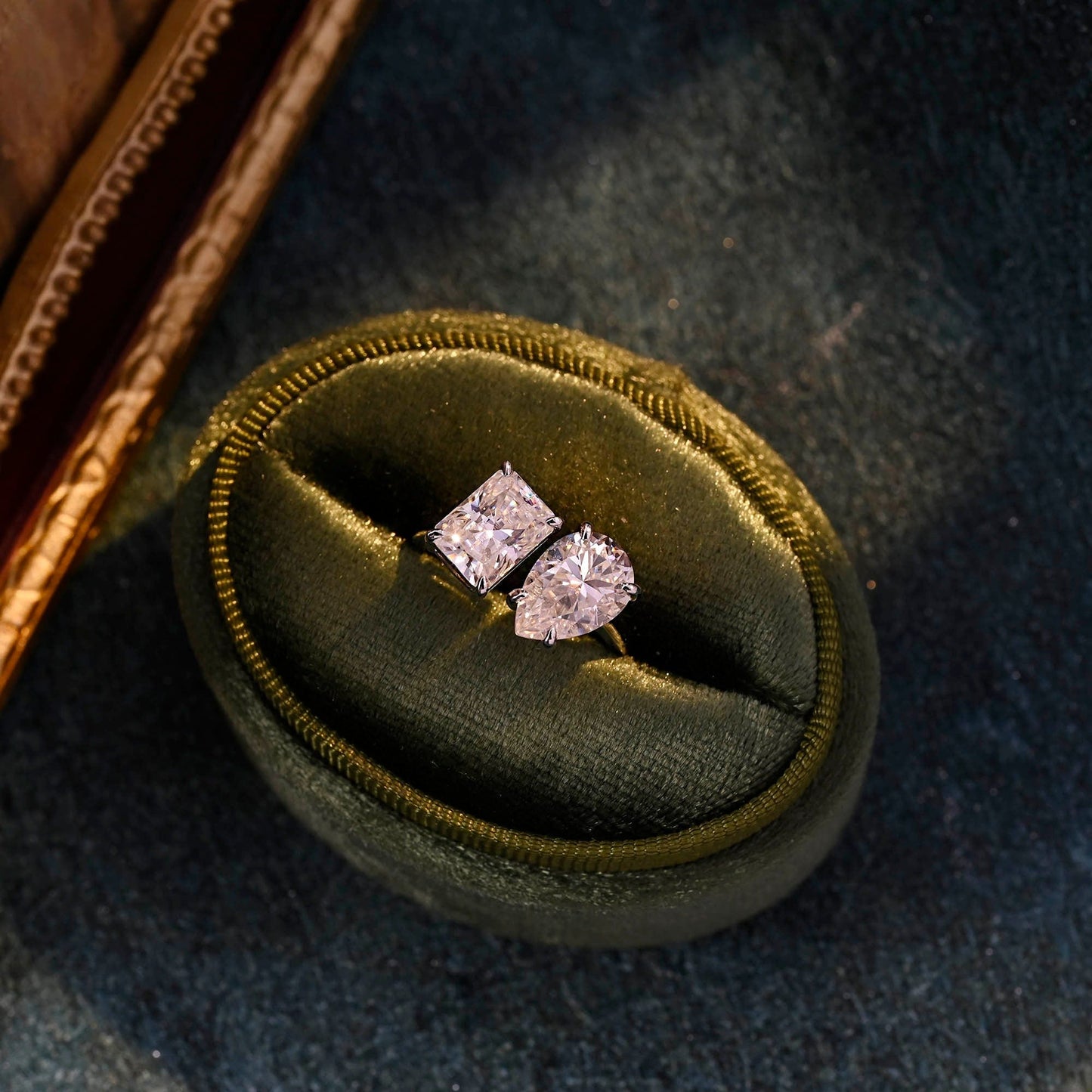 CausYou pear cut diamond engagement ring CausYou Solid Gold D/VS1 Toi et Moi Diamond Ring, Lab Grown Diamond Engagement Ring, Promise Ring Wedding Ring for Her