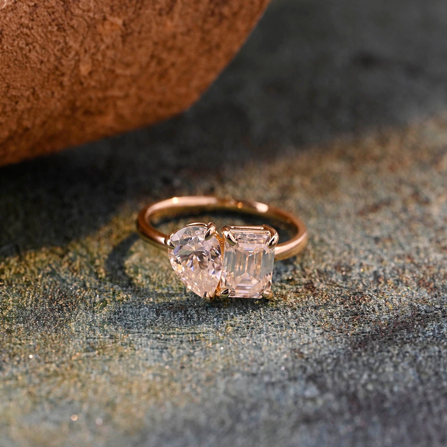 CausYou pear cut diamond engagement ring CausYou Solid Gold D/VS1 Toi et Moi Lab Grown Diamond Ring, Engagement Ring, Promise Wedding Ring for Her