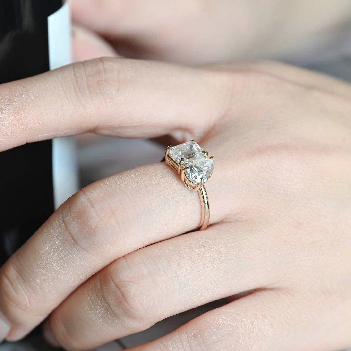 CausYou pear cut diamond engagement ring CausYou Solid Gold D/VS1 Toi et Moi Lab Grown Diamond Ring, Engagement Ring, Promise Wedding Ring for Her