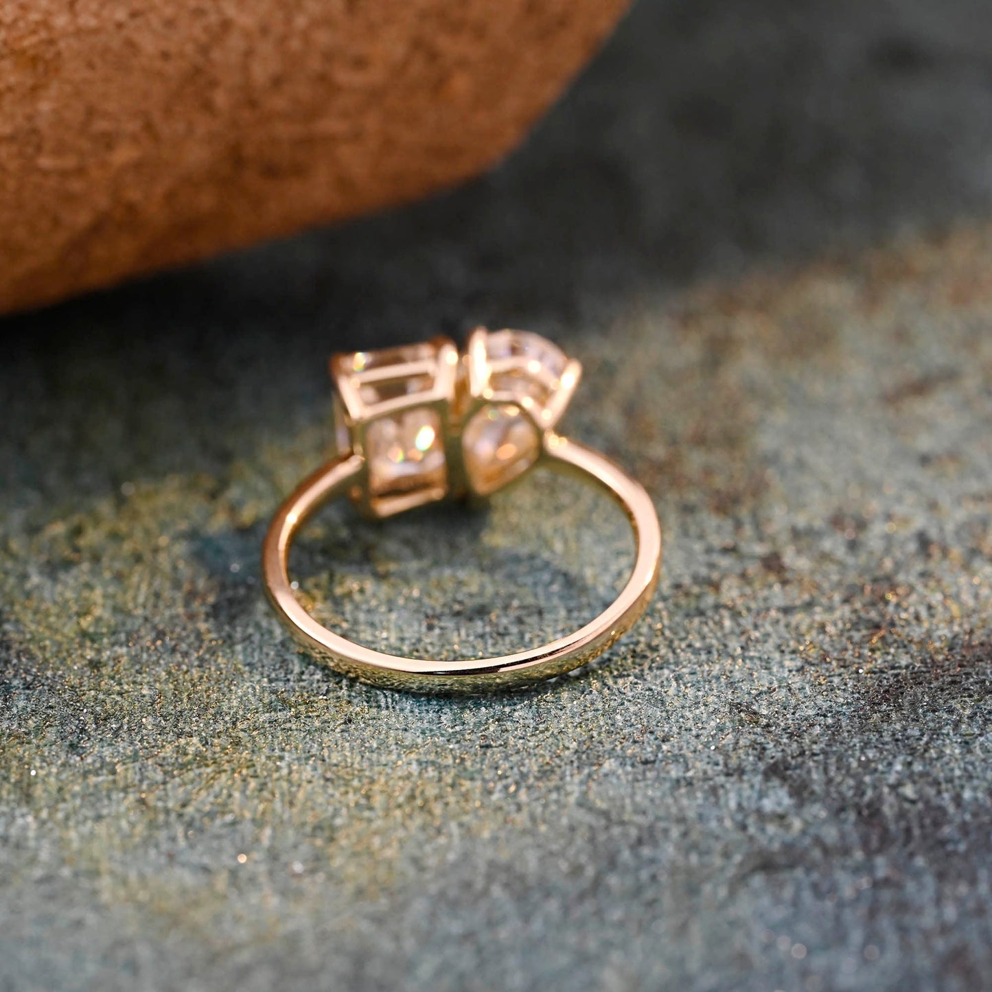 CausYou pear cut diamond engagement ring CausYou Solid Gold D/VS1 Toi et Moi Lab Grown Diamond Ring, Engagement Ring, Promise Wedding Ring for Her