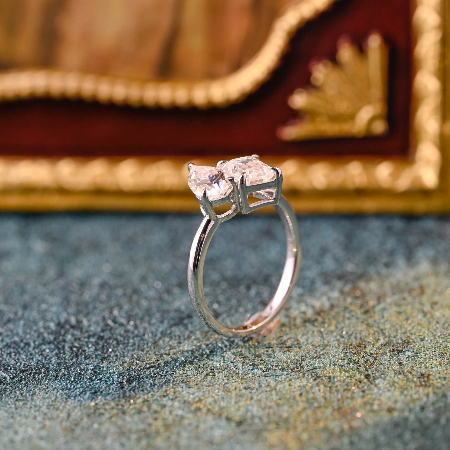 CausYou pear cut diamond engagement ring Solid Gold D/VS1 Toi et Moi Ring, Emerald & Pear Cut Lab Grown Diamond Engagement Ring, Promise Ring