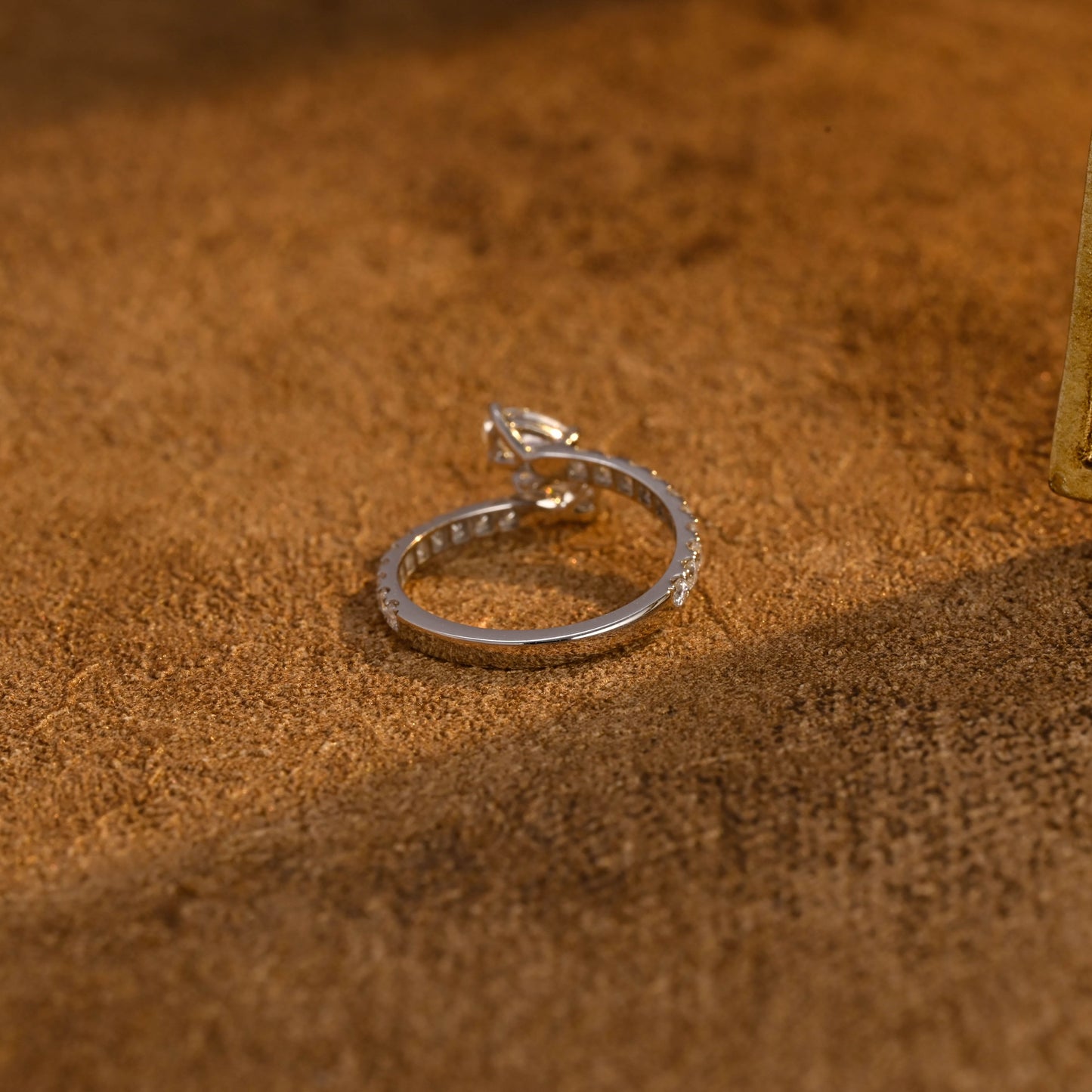 CausYou pear cut moissanite engagement ring CausYou Solid Gold D/VS1 Pear Cut Lab Grown Diamond Engagement Ring, Open Work Promise Ring