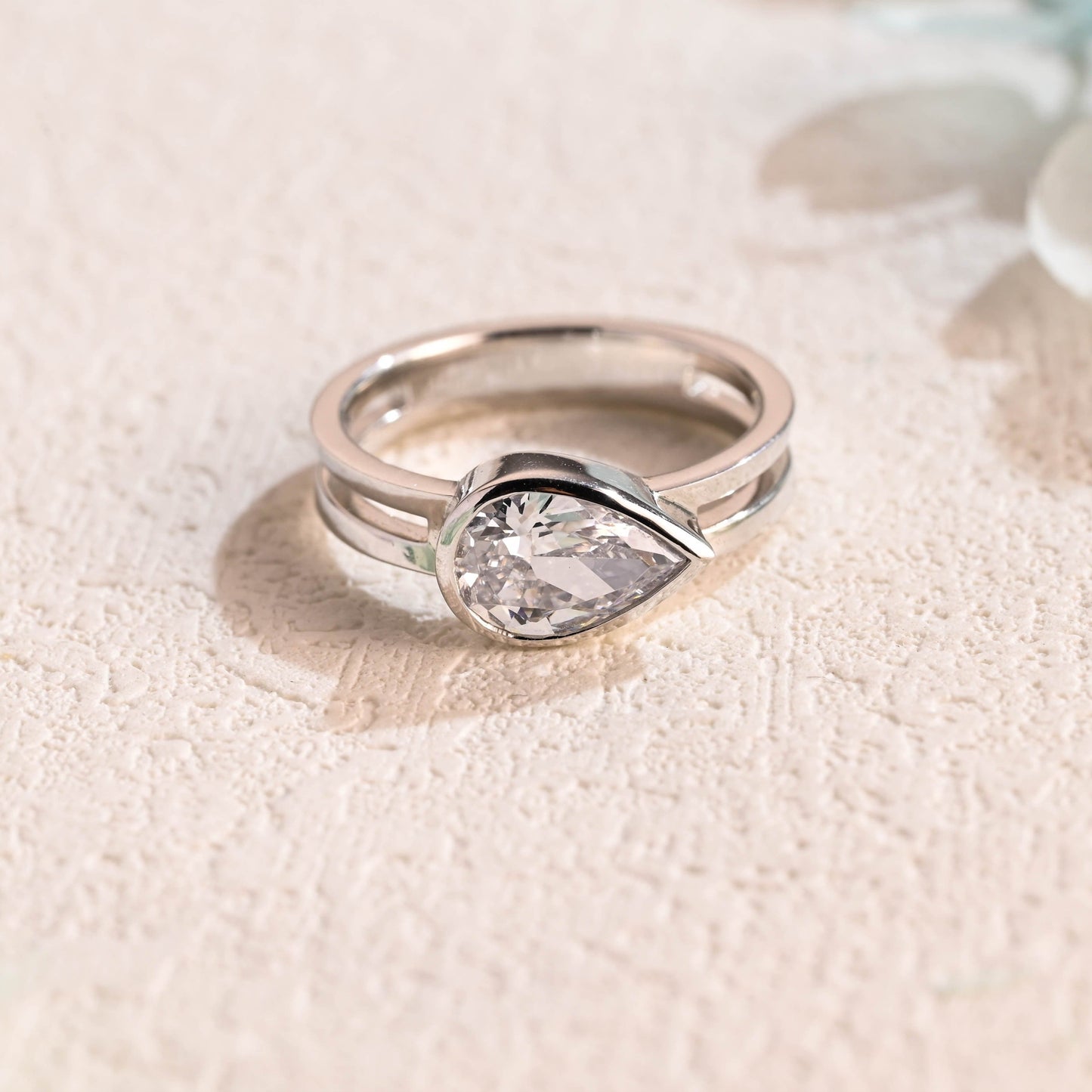 CausYou pear cut moissanite engagement ring Solid Gold Double Band Pear Cut Moissanite Engagement Ring, Solitaire Ring