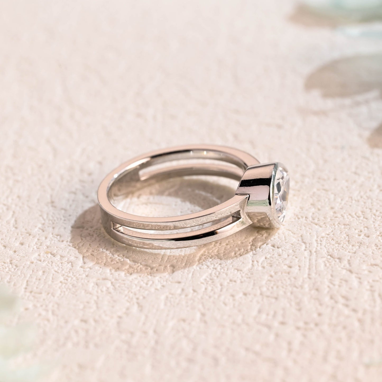 CausYou pear cut moissanite engagement ring Solid Gold Double Band Pear Cut Moissanite Engagement Ring, Solitaire Ring