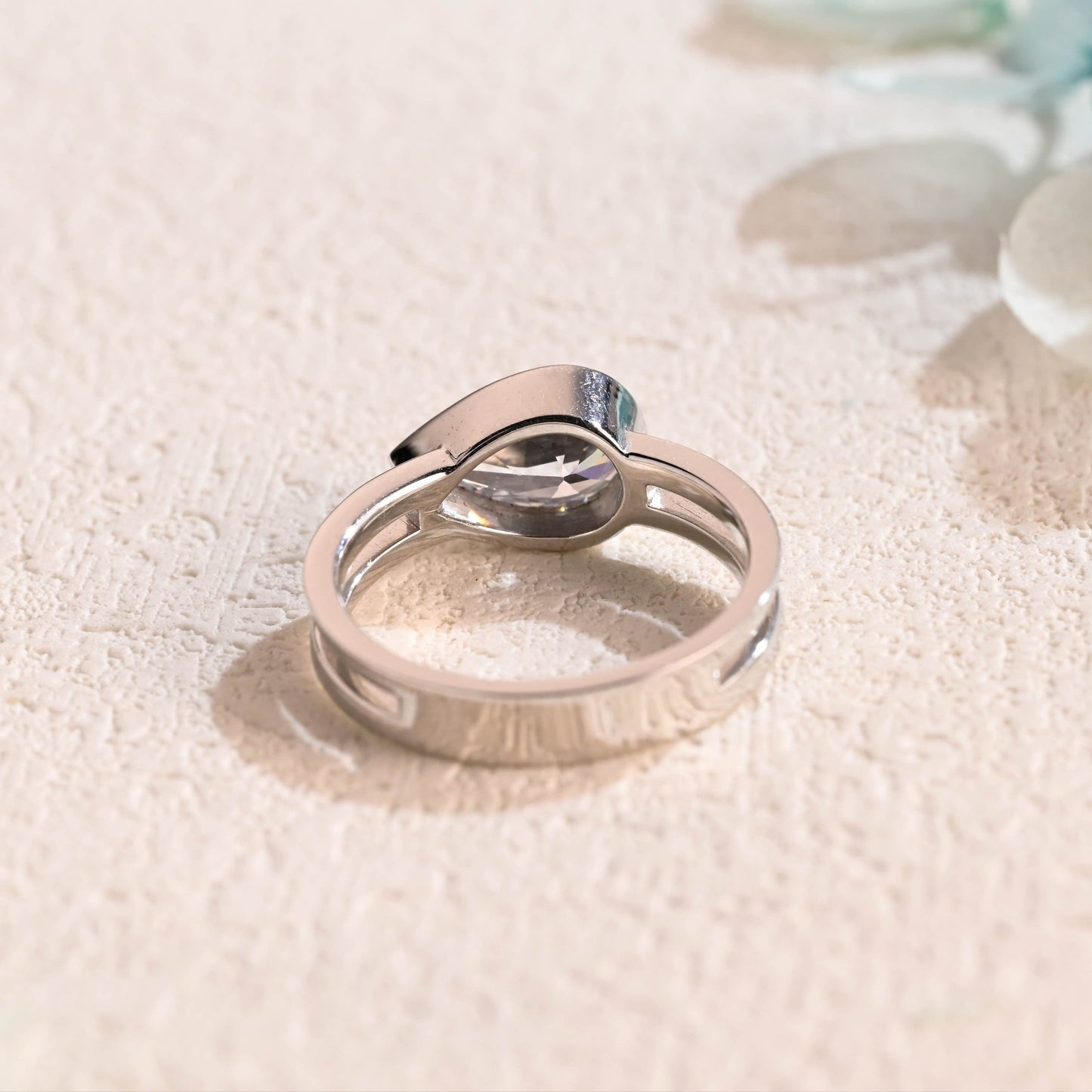 CausYou pear cut moissanite engagement ring Solid Gold Double Band Pear Cut Moissanite Engagement Ring, Solitaire Ring