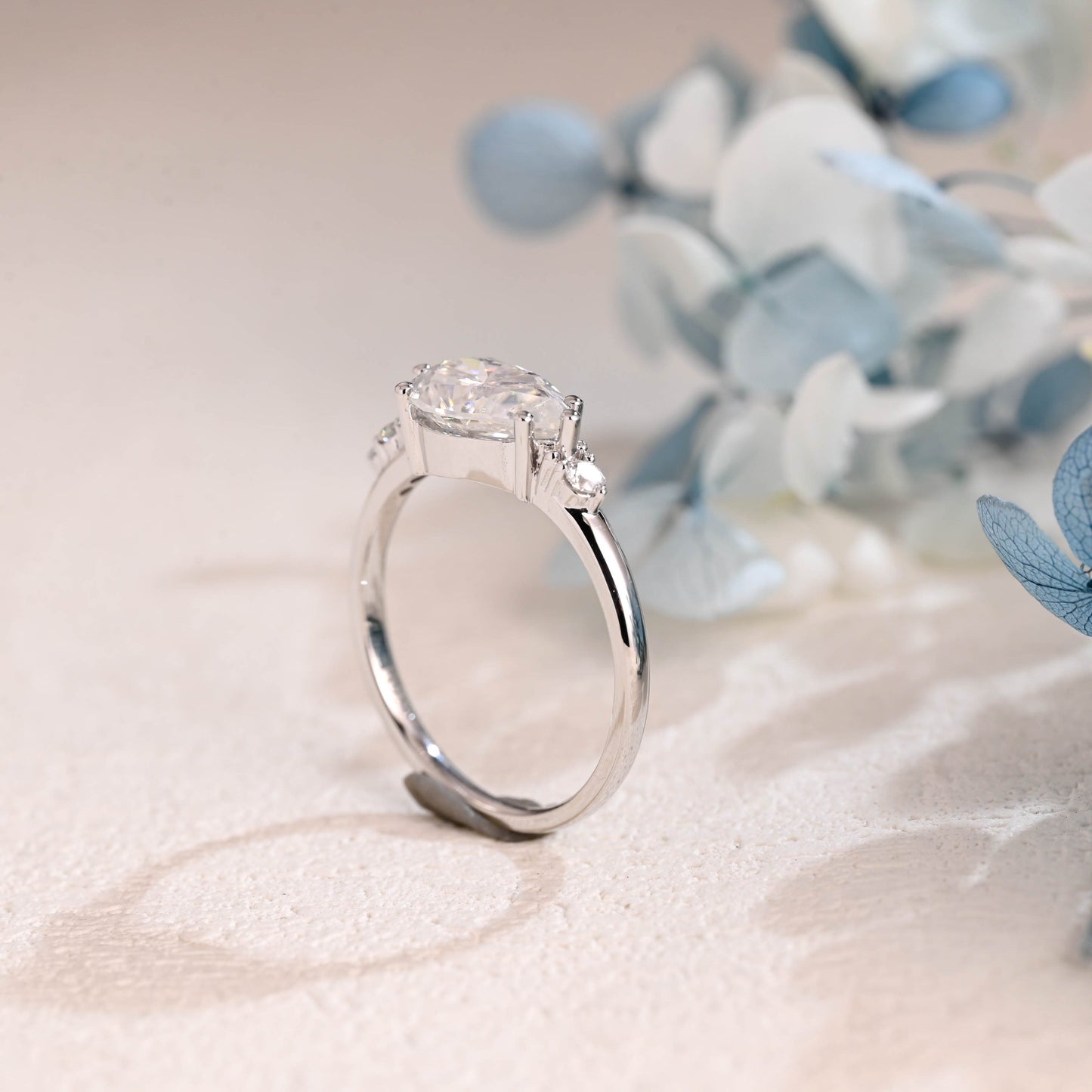 CausYou pear cut moissanite engagement ring Solid Gold East-West Pear Cut Moissanite Engagement Ring